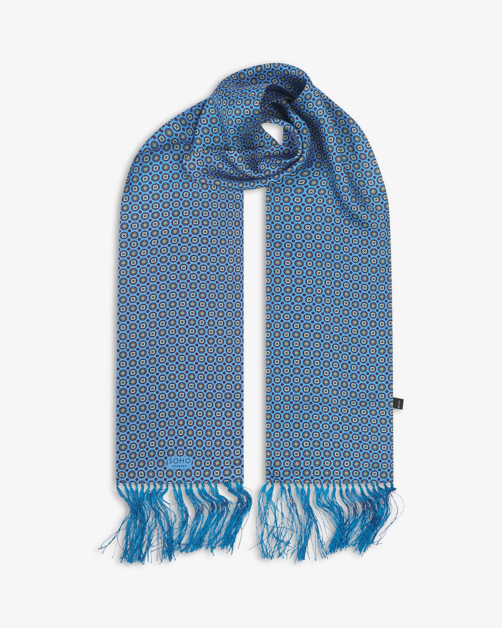 Silk Aviator Scarf in Blue & Purple Floral | Soho Scarves