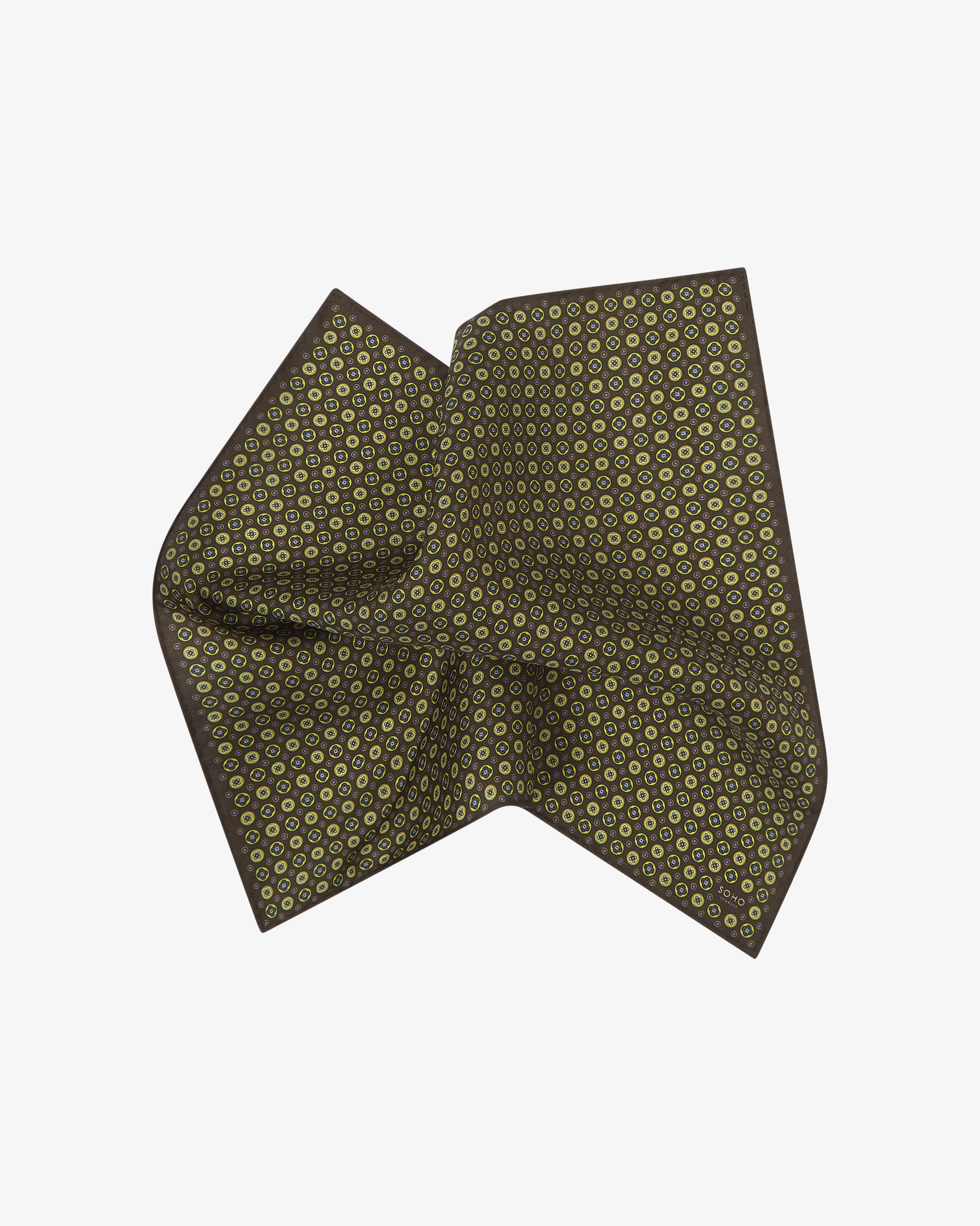 Men's Silk Geometric Pocket Square - Toshima Green