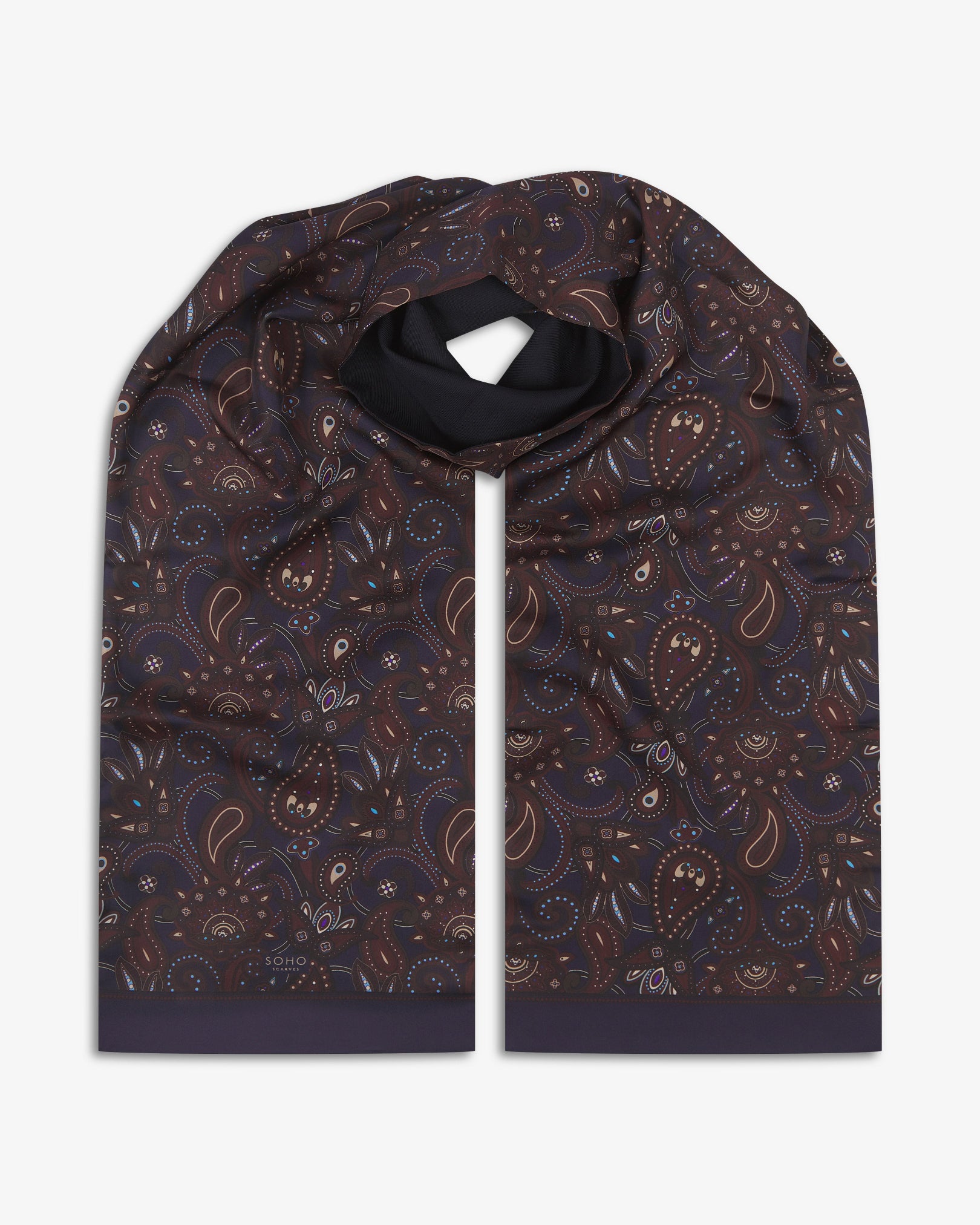 Men's Wool-Backed Silk Dress Scarf - Windermere | Mahogany Daze