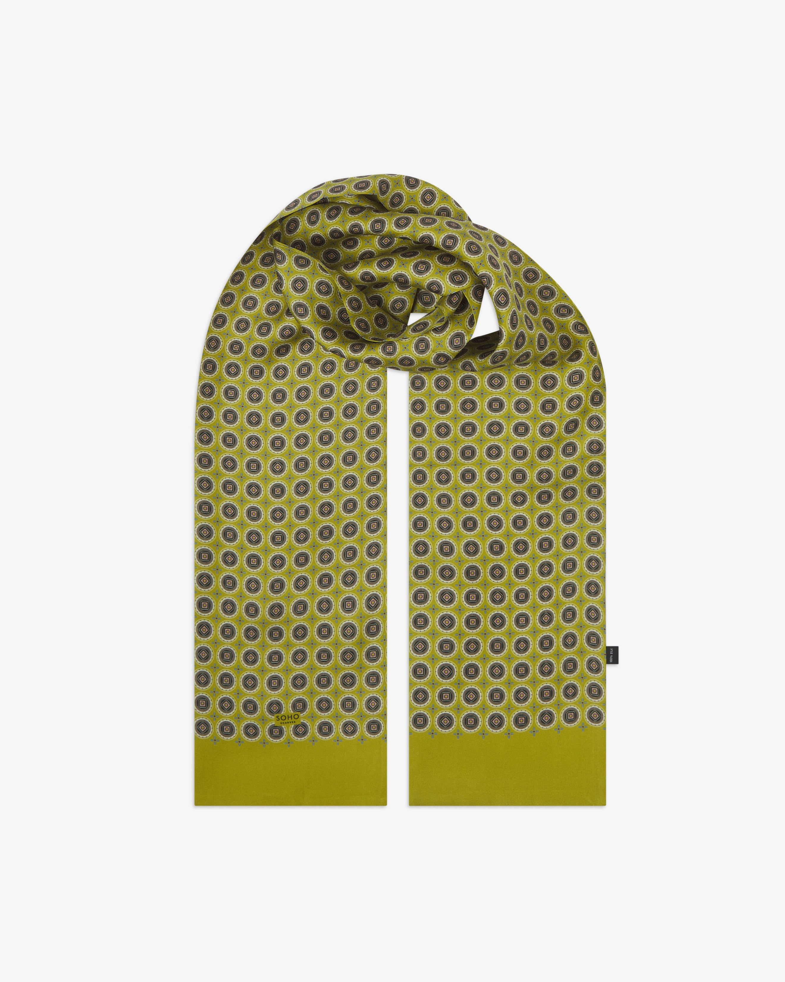 Men's Silk Scarf - Geometric Pattern - Bellingham Lime