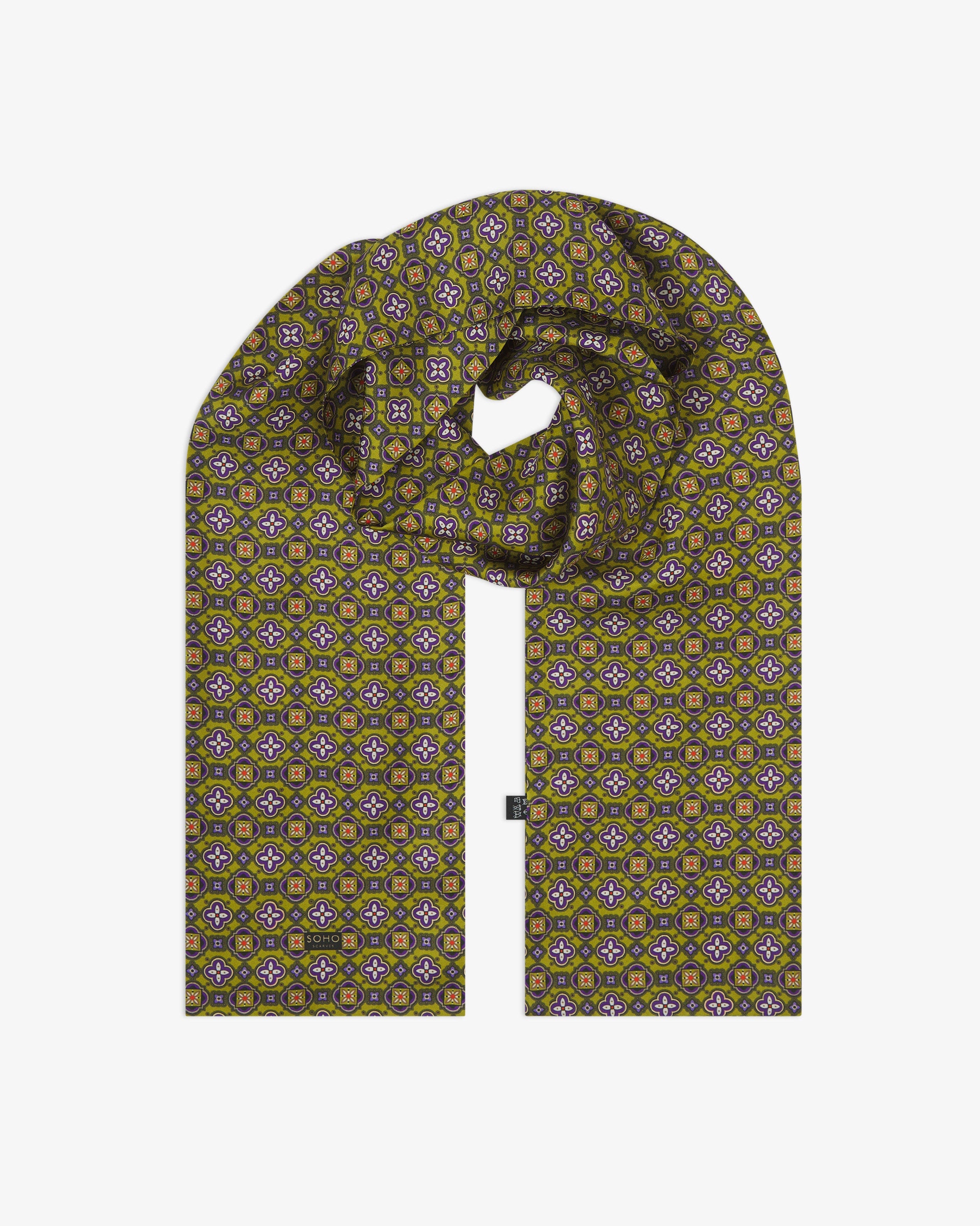 Men's Silk Scarf - Geometric Pattern - Wenatchee Lime