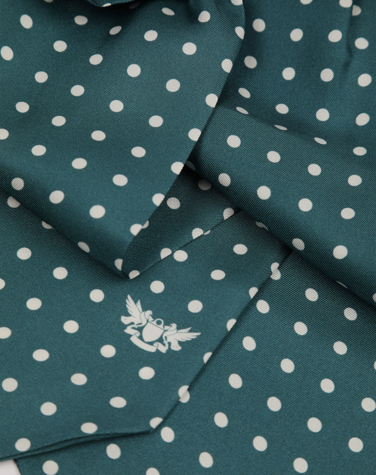 Silk Double Ascot Tie - Polka Dot | Teal