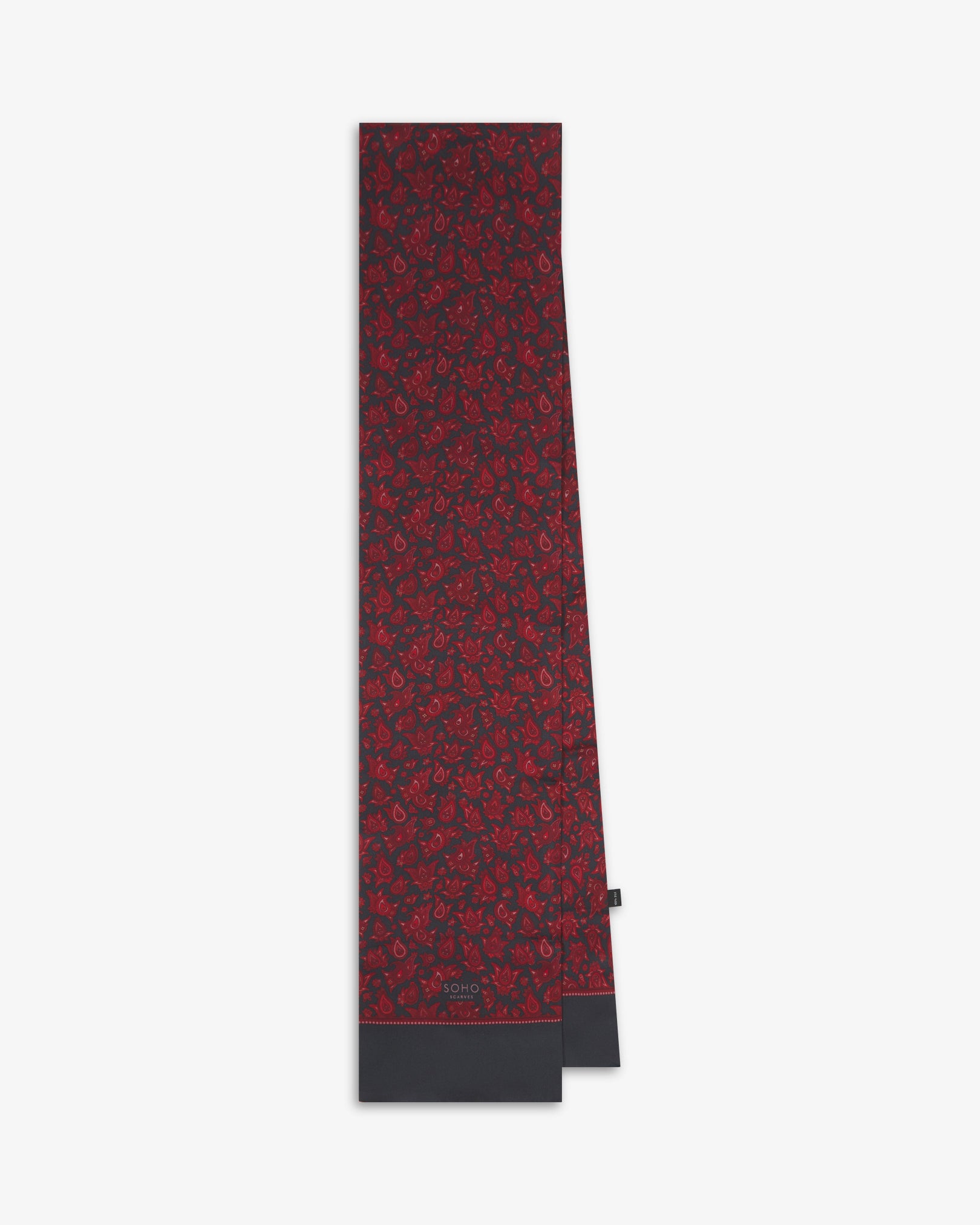赤と黒の花柄シルクスカーフ | Soho Scarves