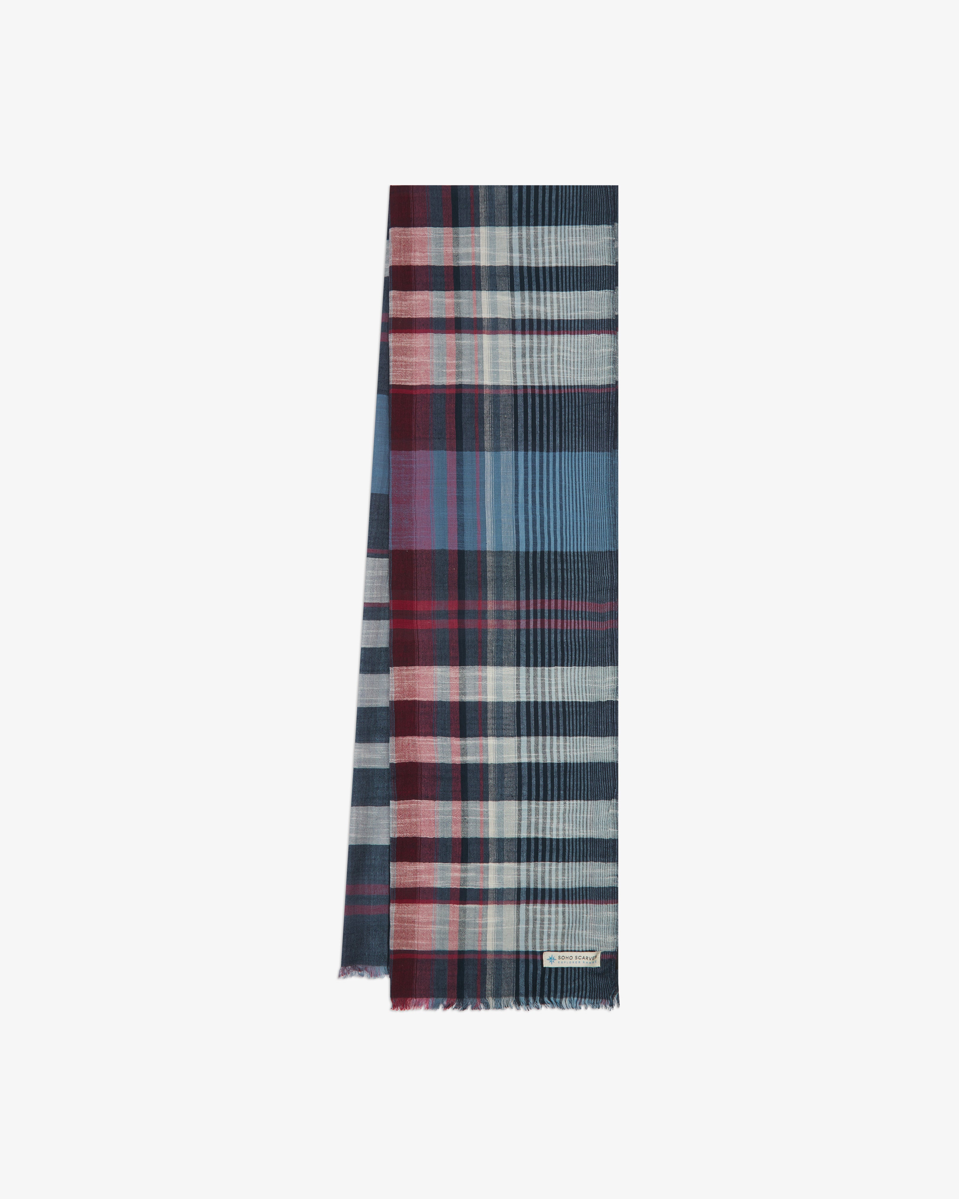 Cotton Scarf in Blue & Red - The MacInnes