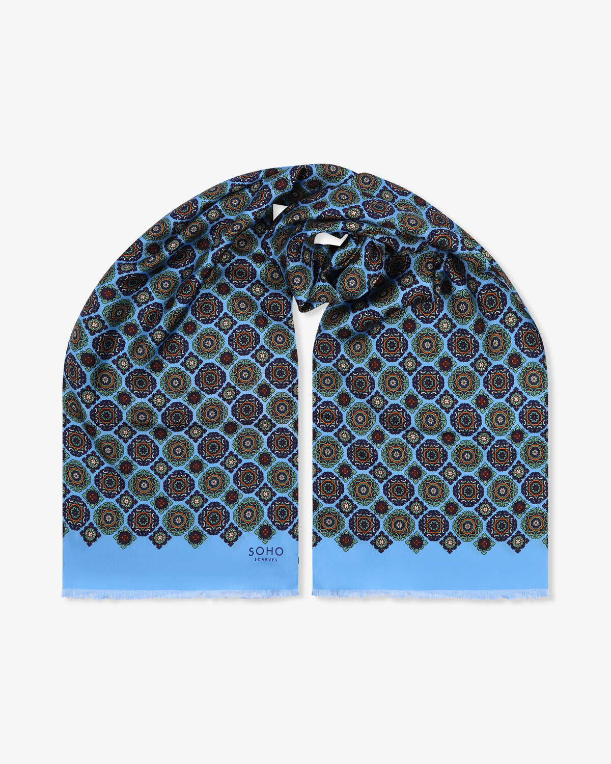 UK Silk Scarf - Fitzrovia | Leyland Blue