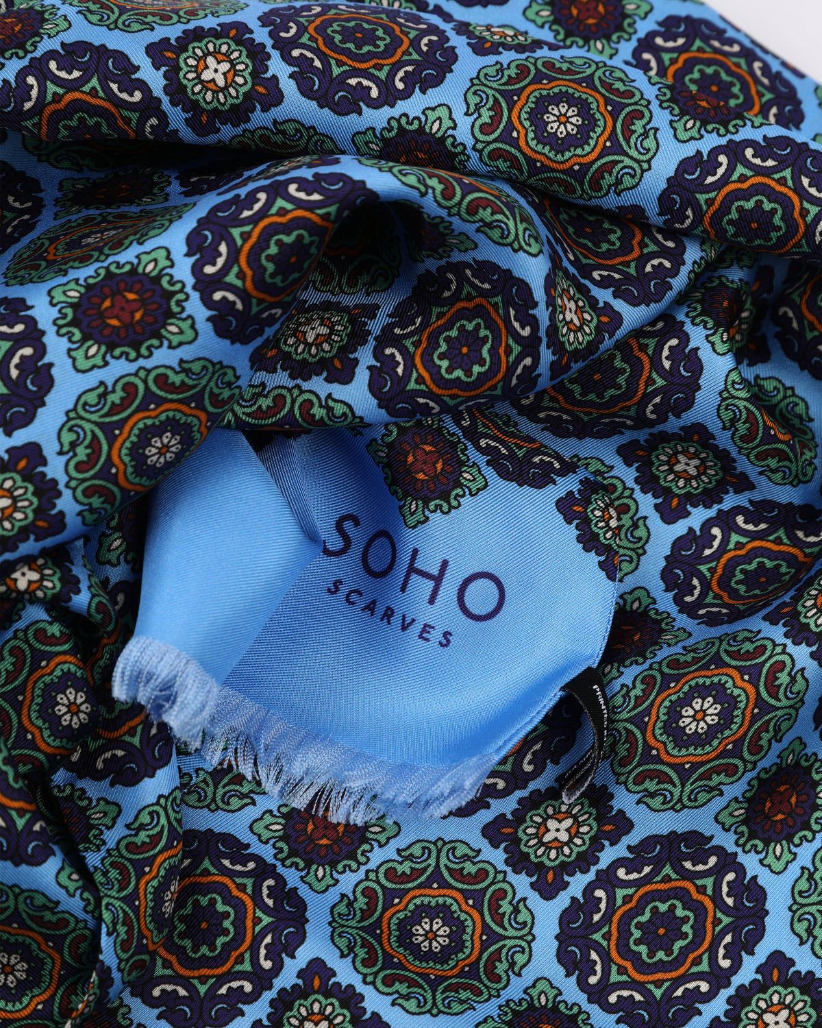 UK Silk Scarf - Fitzrovia | Leyland Blue