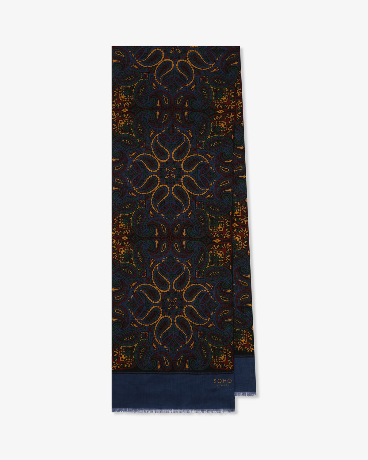 UK Wool and Silk Scarf - Starbeck - Blue
