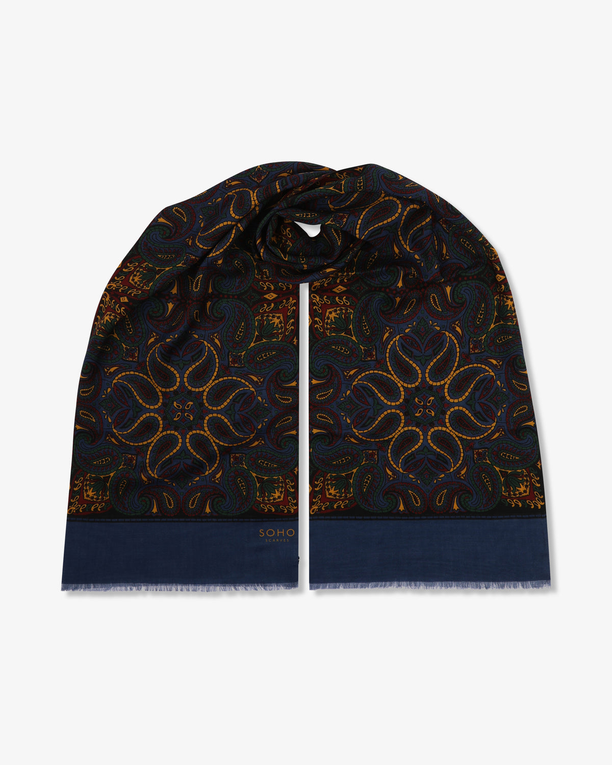 UK Wool and Silk Scarf - Starbeck - Blue