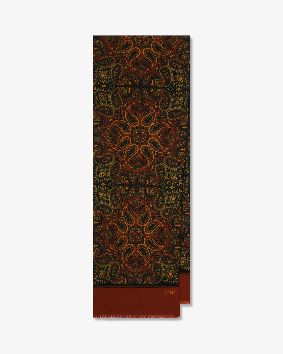 UK Wool and Silk Scarf - Starbeck - Rust