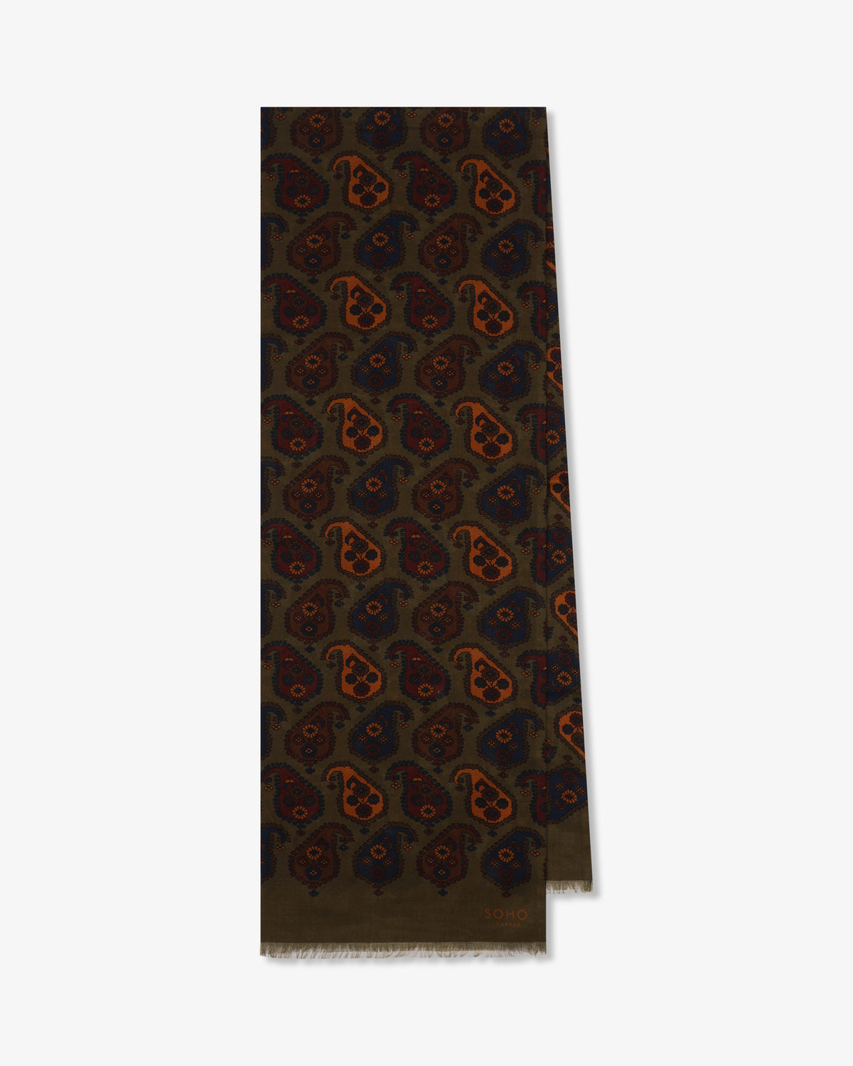 UK Wool and Silk Scarf - Oatlands - Olive