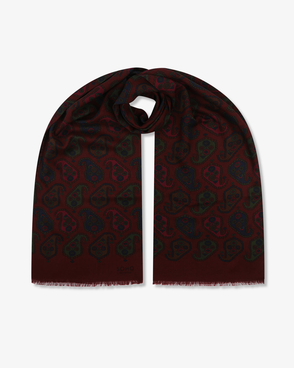 UK Wool and Silk Scarf - Oatlands - Red