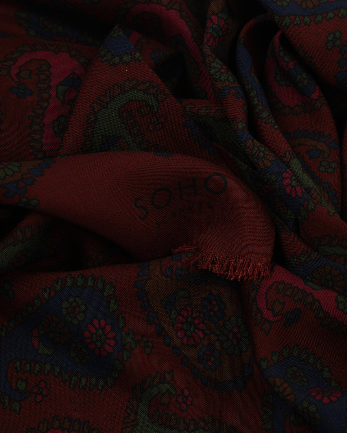 UK Wool and Silk Scarf - Oatlands - Red
