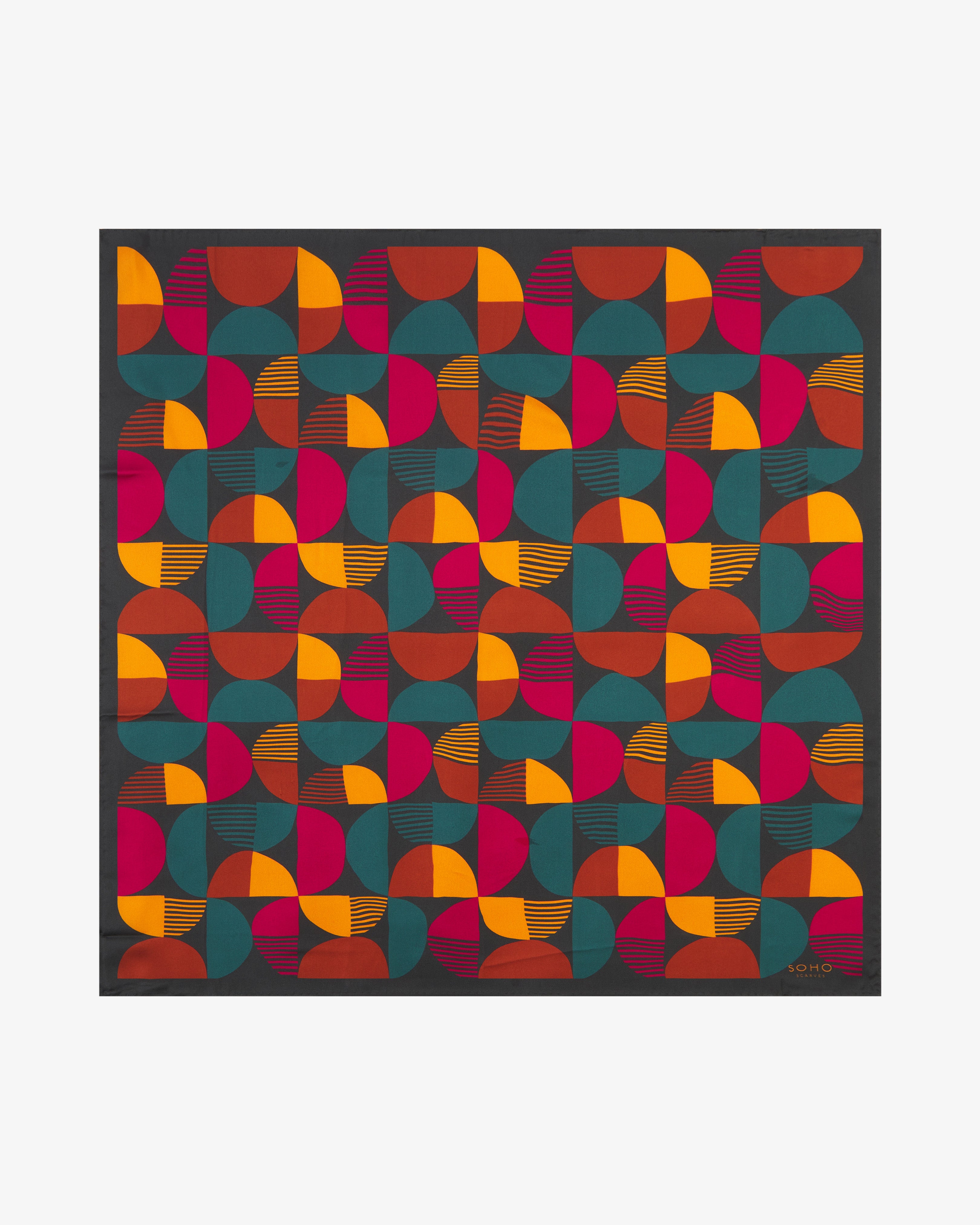 Silk Bauhaus Neckerchief - Retro Teal One