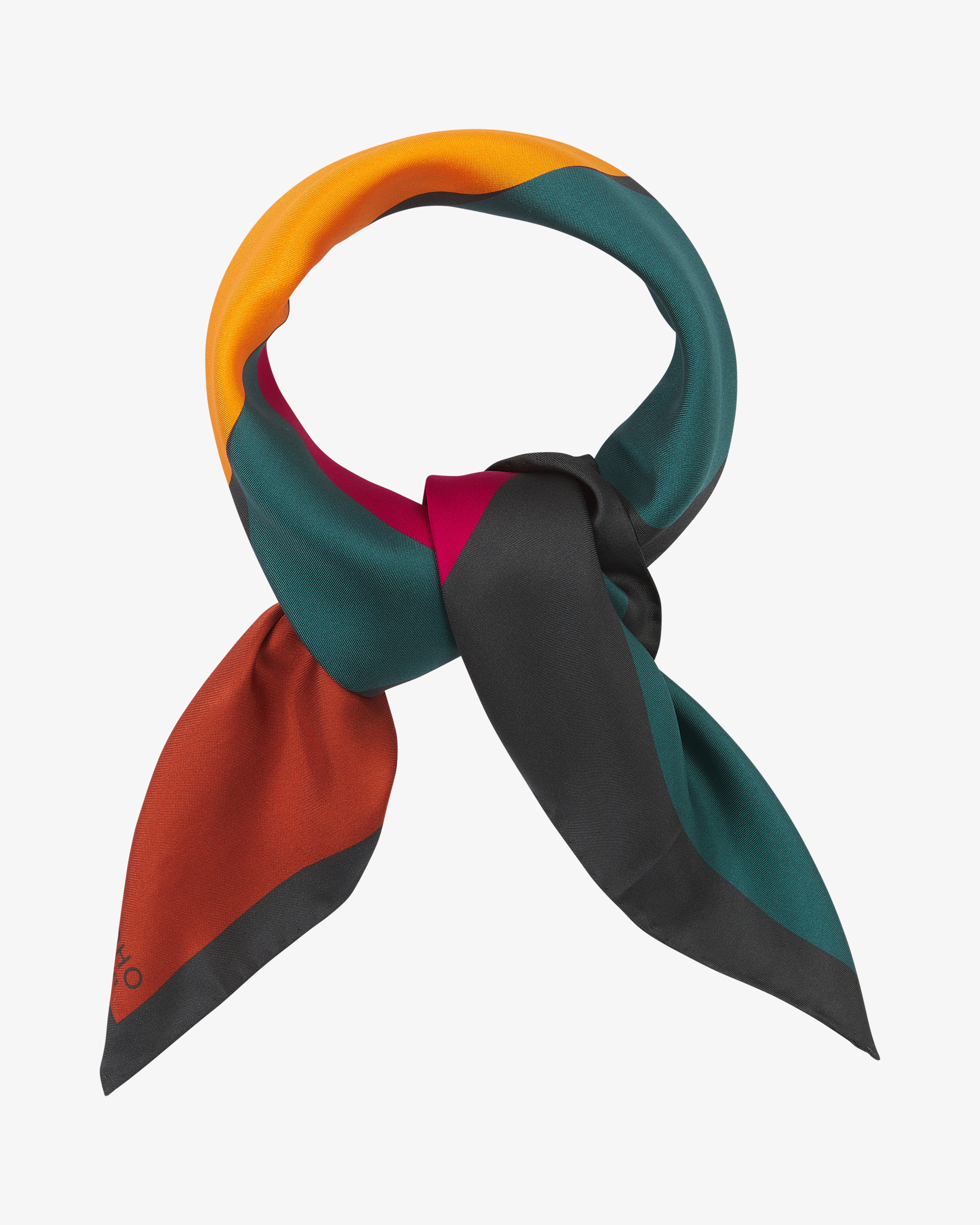 Silk Bauhaus Neckerchief - Retro Teal Three