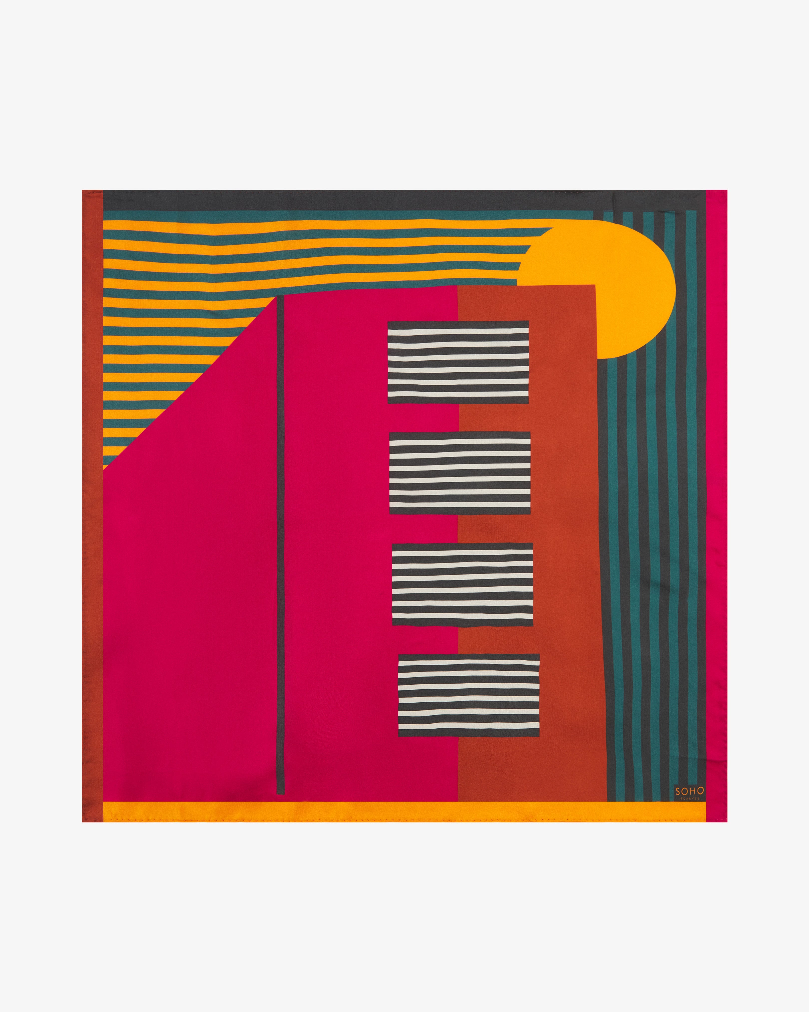 Silk Bauhaus Neckerchief - Teal Tower