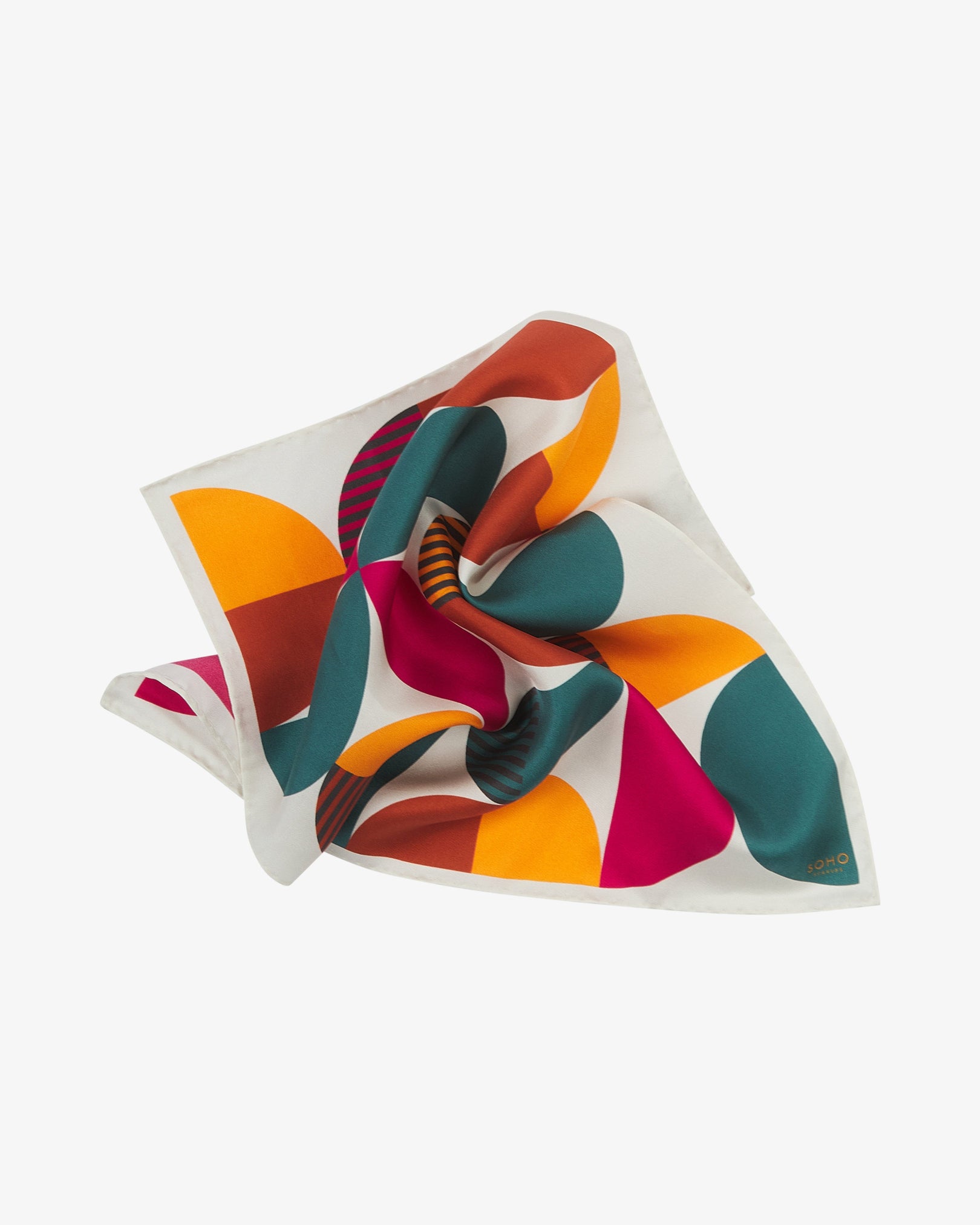 Silk Pocket Square - Retro Teal Two