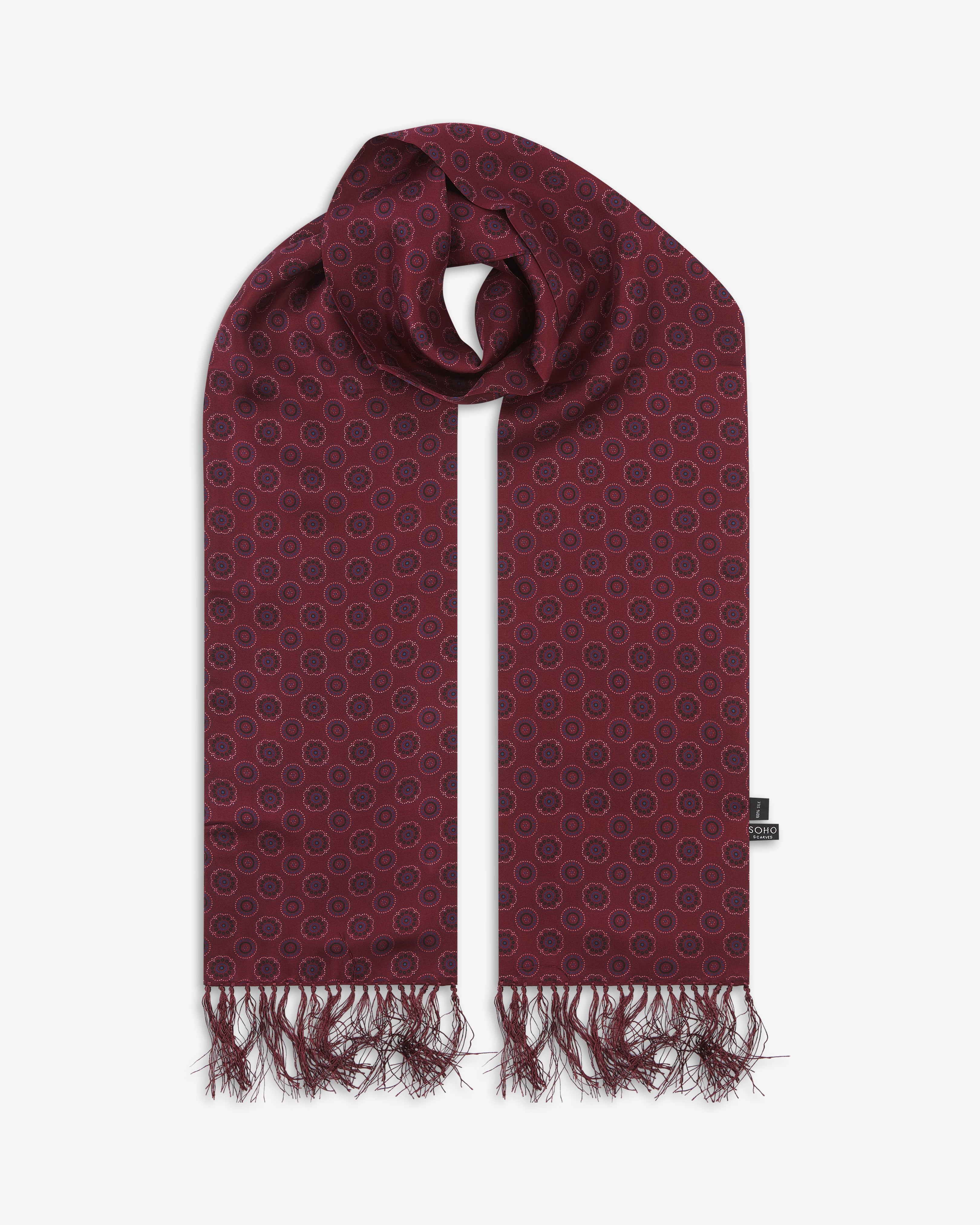 Men's Silk Aviator Scarf in Geometric Pattern - The Seattle Aviator