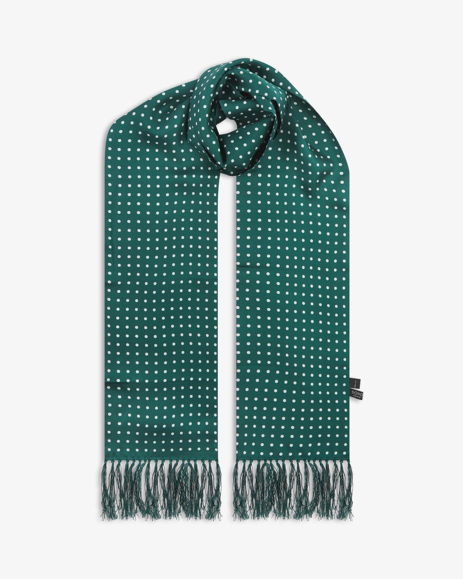 Men's Silk Polka Dot Aviator Scarf in Racing Green - The Westminster RG Aviator
