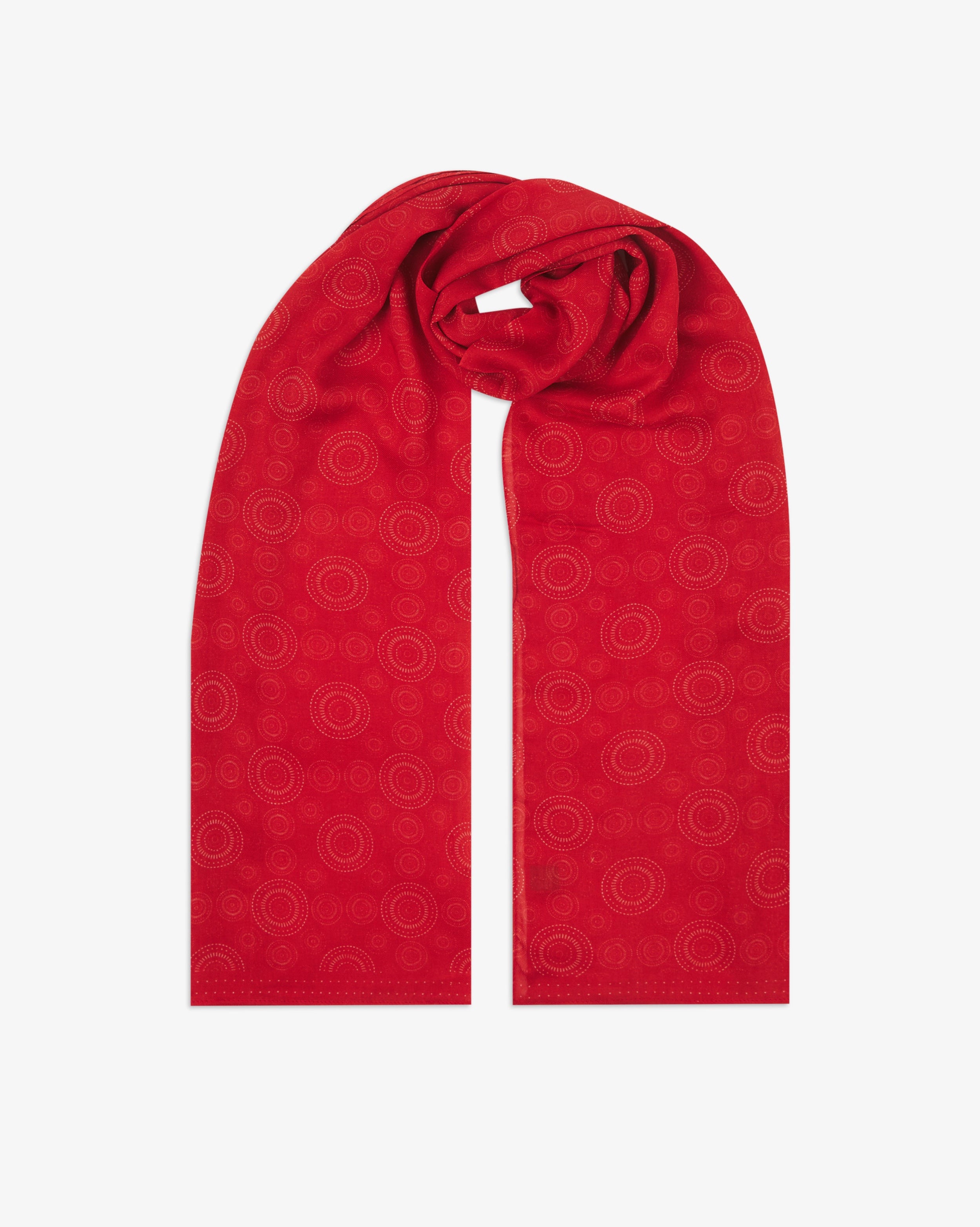 Noughts in Red - Bohemian Lightweight Wide Scarf
