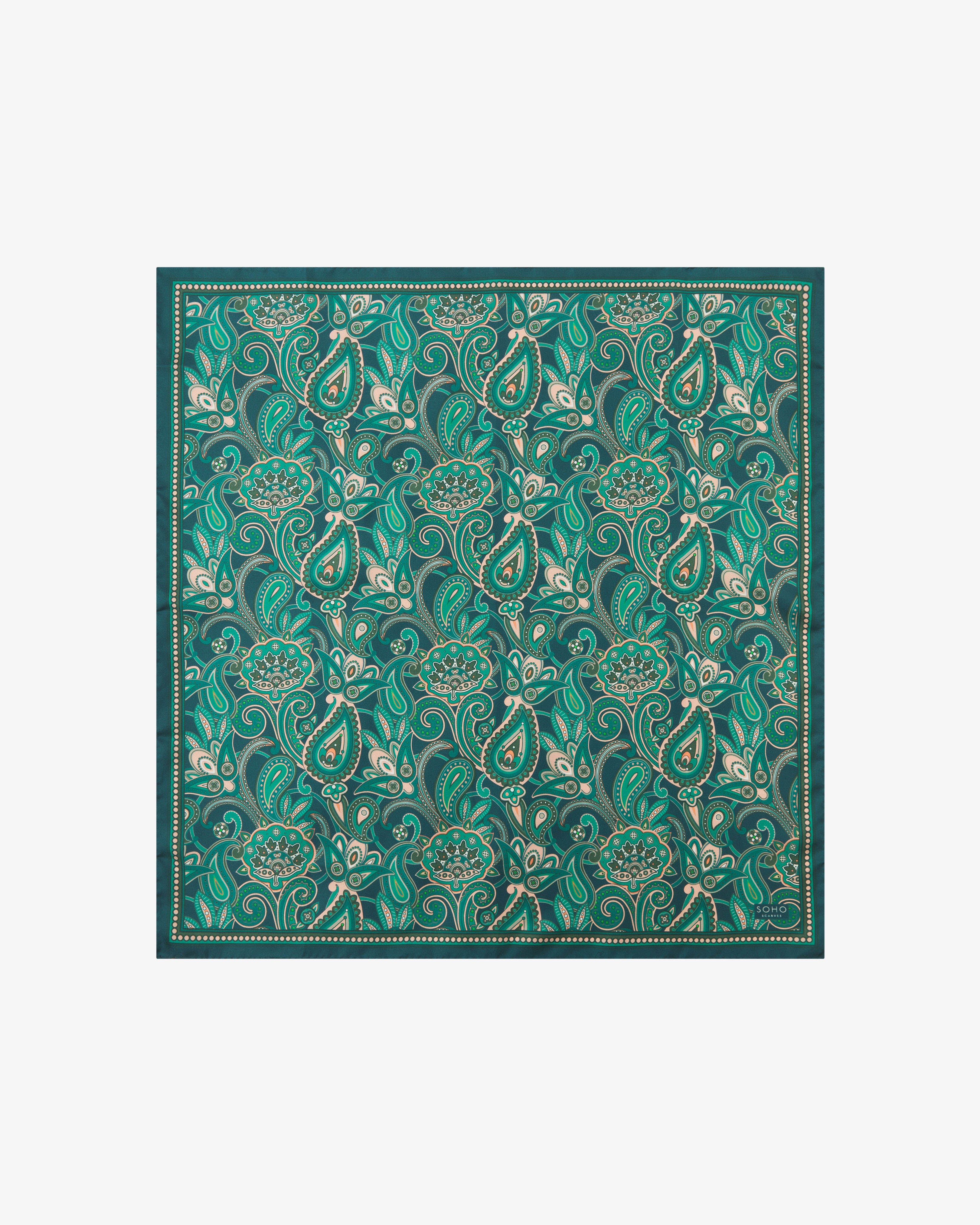 Silk Emerald Paisley Neckerchief - The Windermere