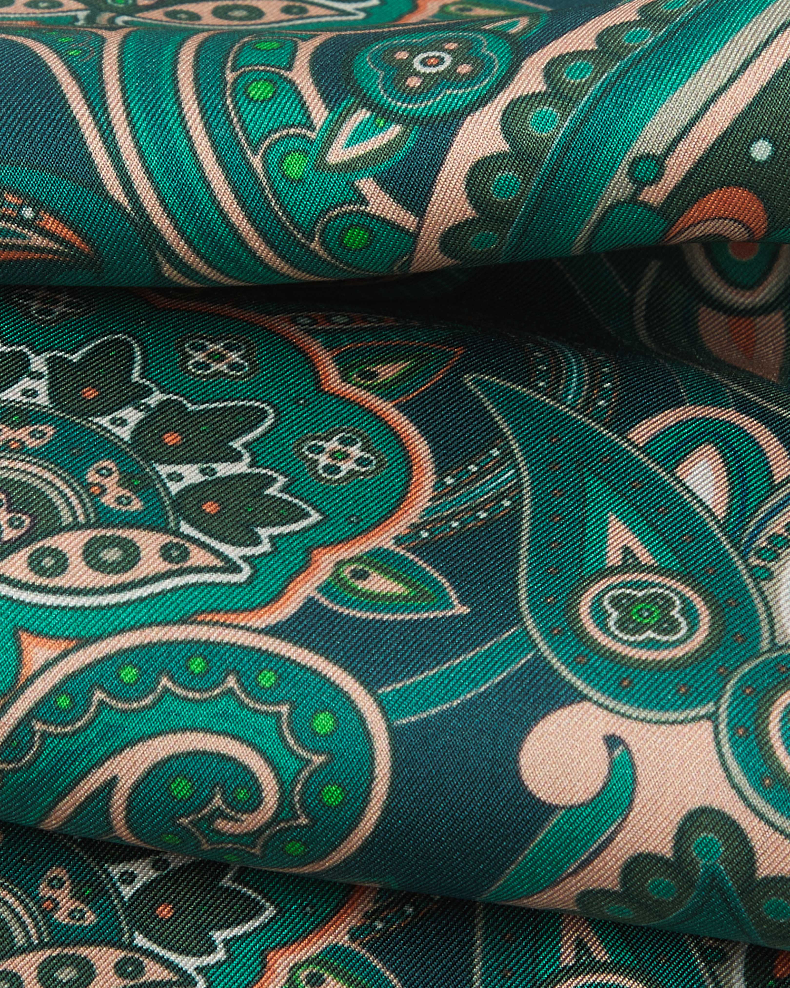 Men's Silk Aviator Scarf in Emerald Paisley - The Windermere