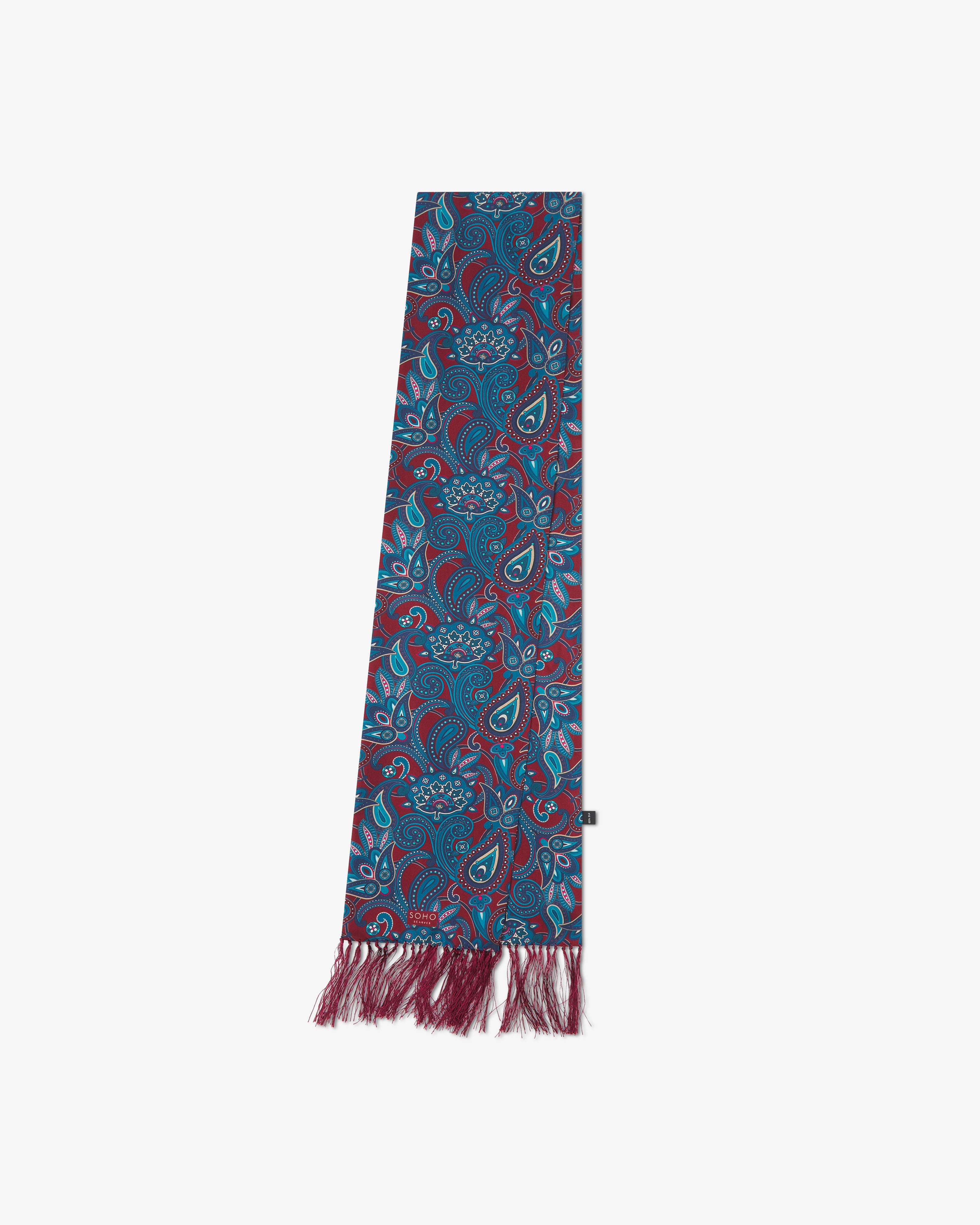 Men's Silk Aviator Scarf in Rust Paisley - The Windermere