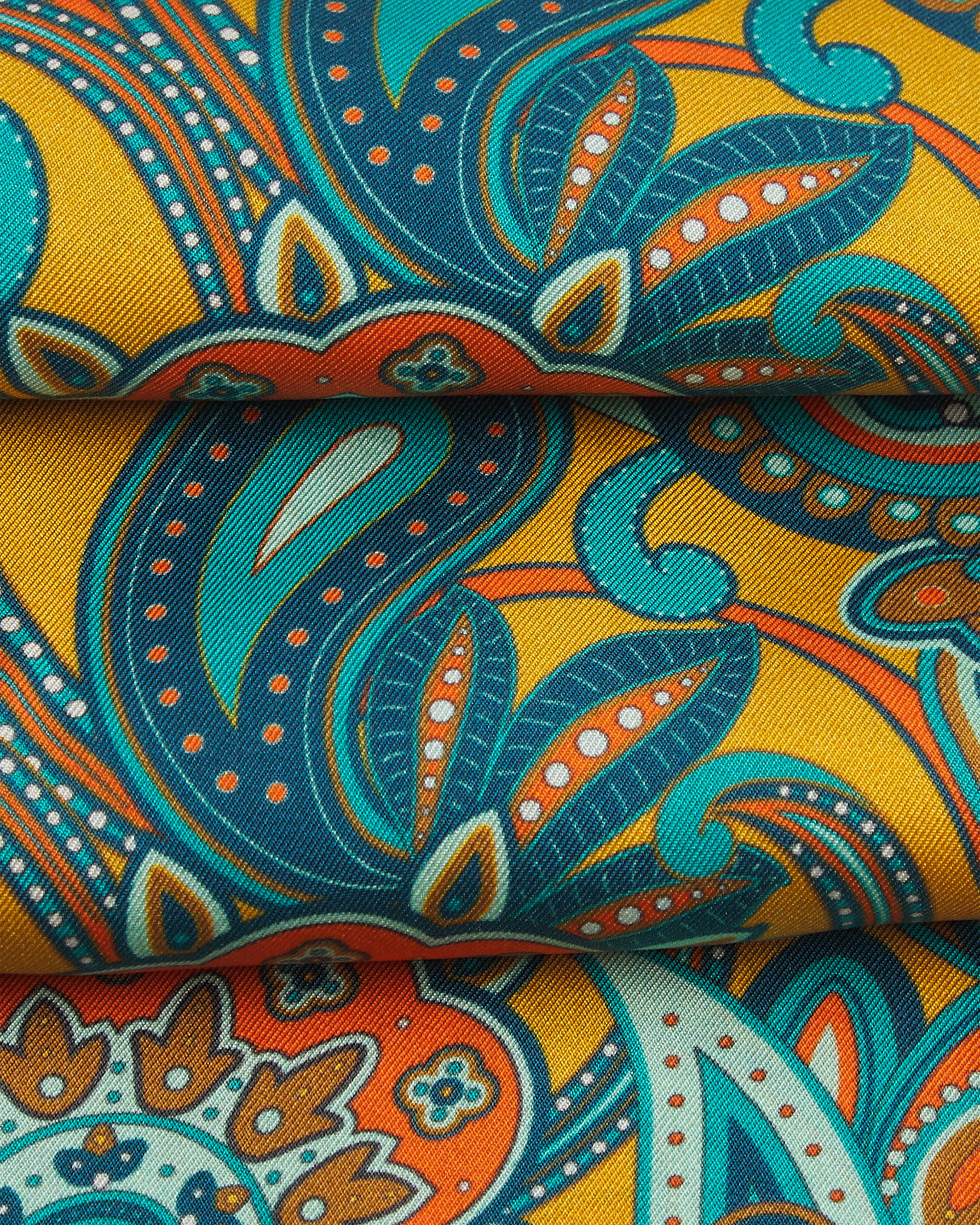 Men's Silk Aviator Scarf in Gold Paisley - The Windermere