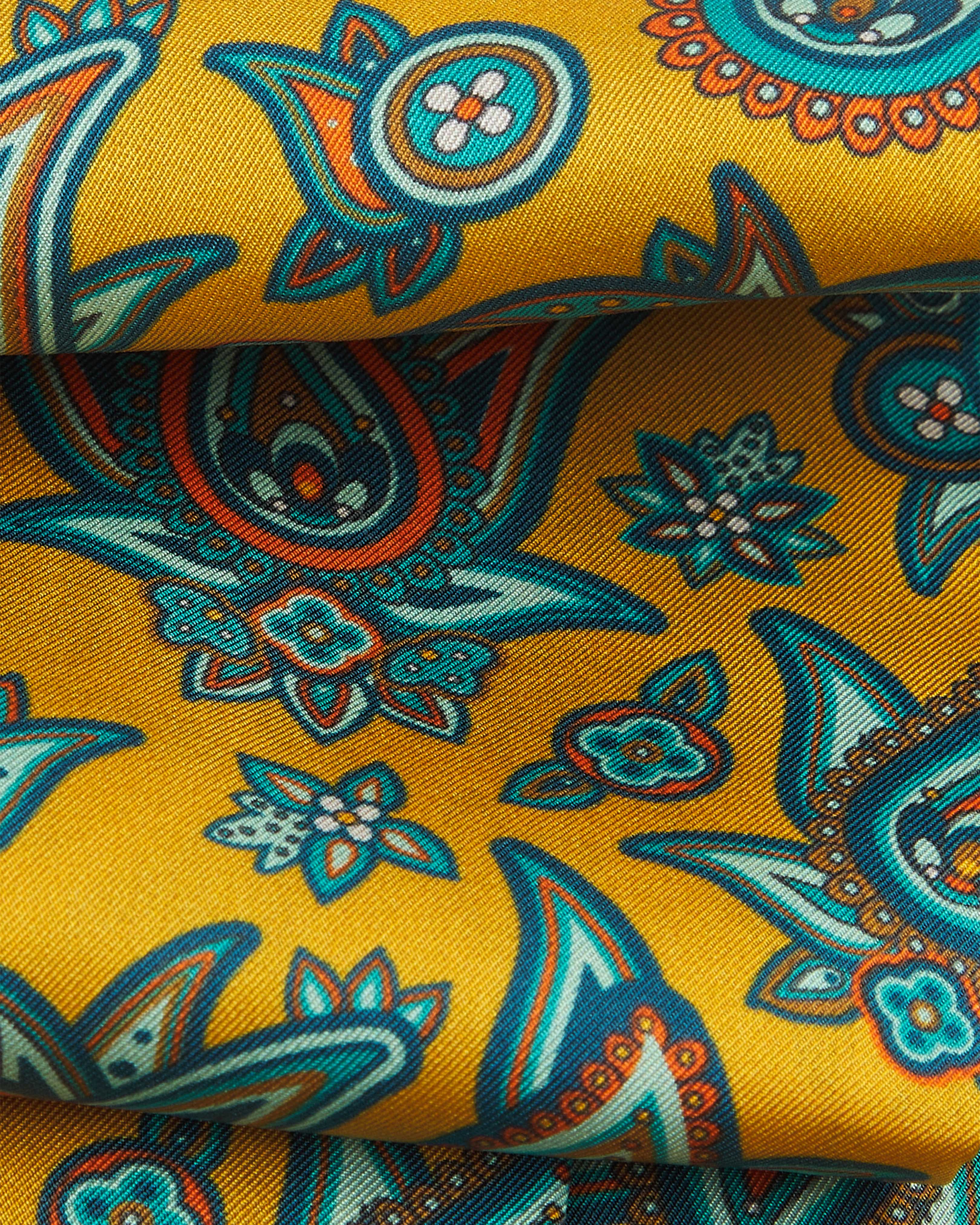 Men's Silk Aviator Scarf in Gold Paisley - The Grassmere