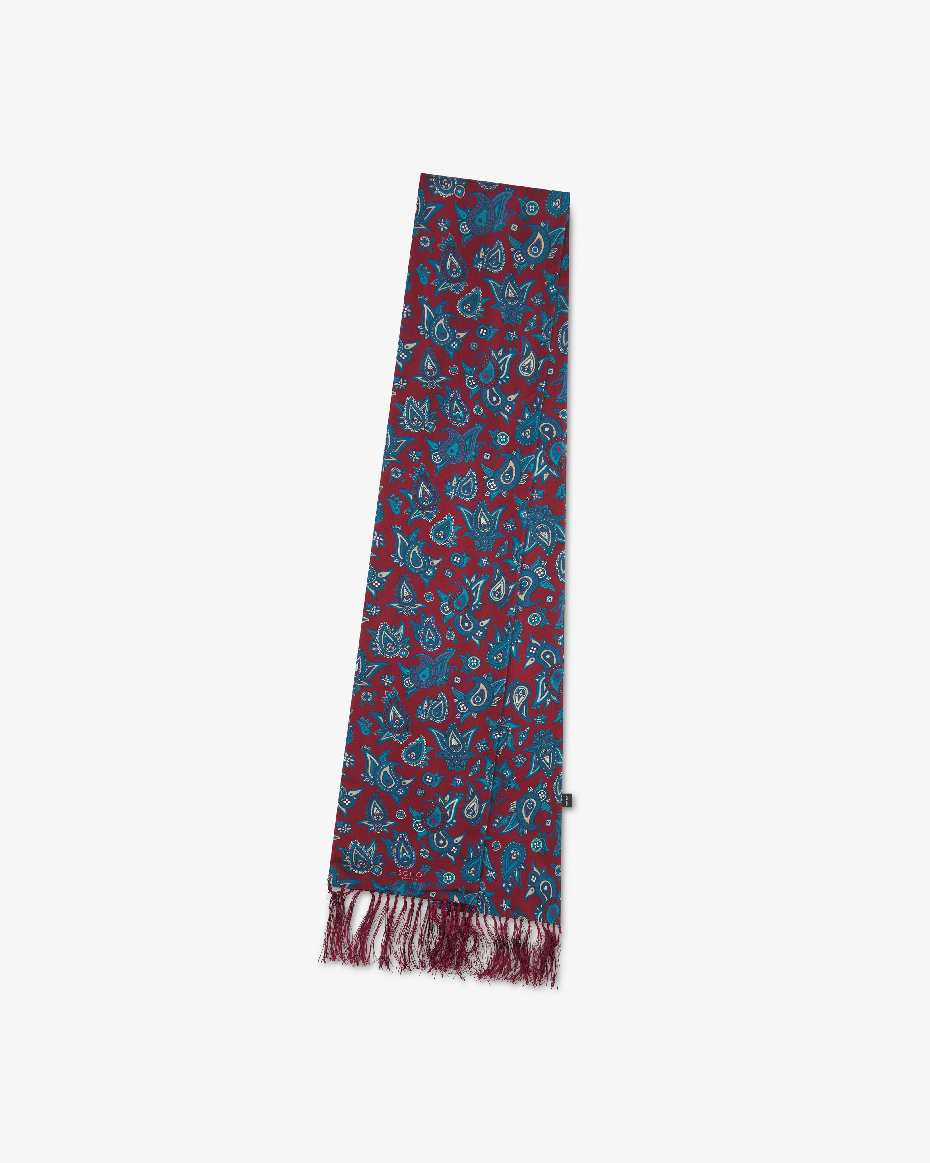 Men's Silk Aviator Scarf in Rust Paisley - The Grassmere