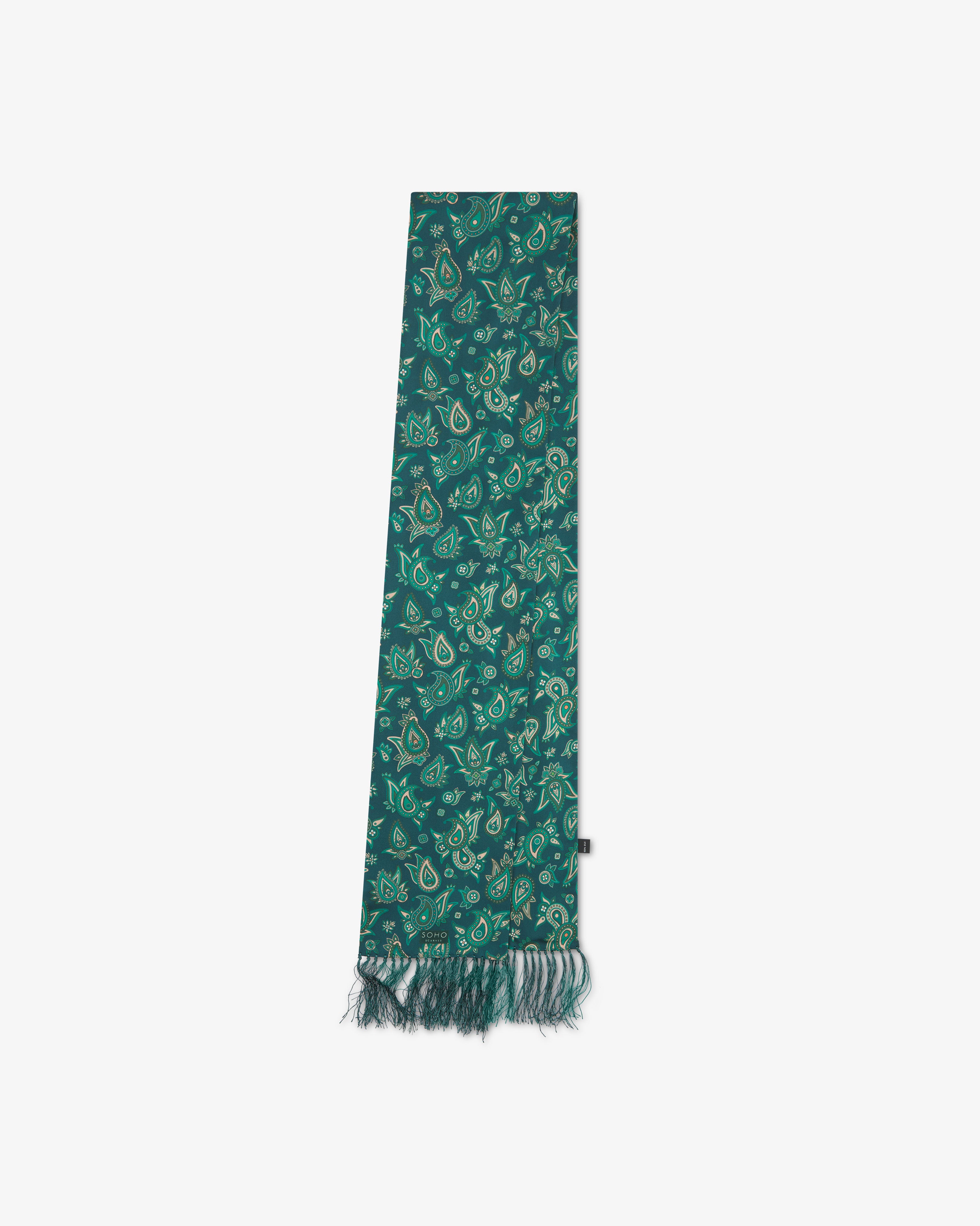 Men's Silk Aviator Scarf in Emerald Paisley - The Grassmere