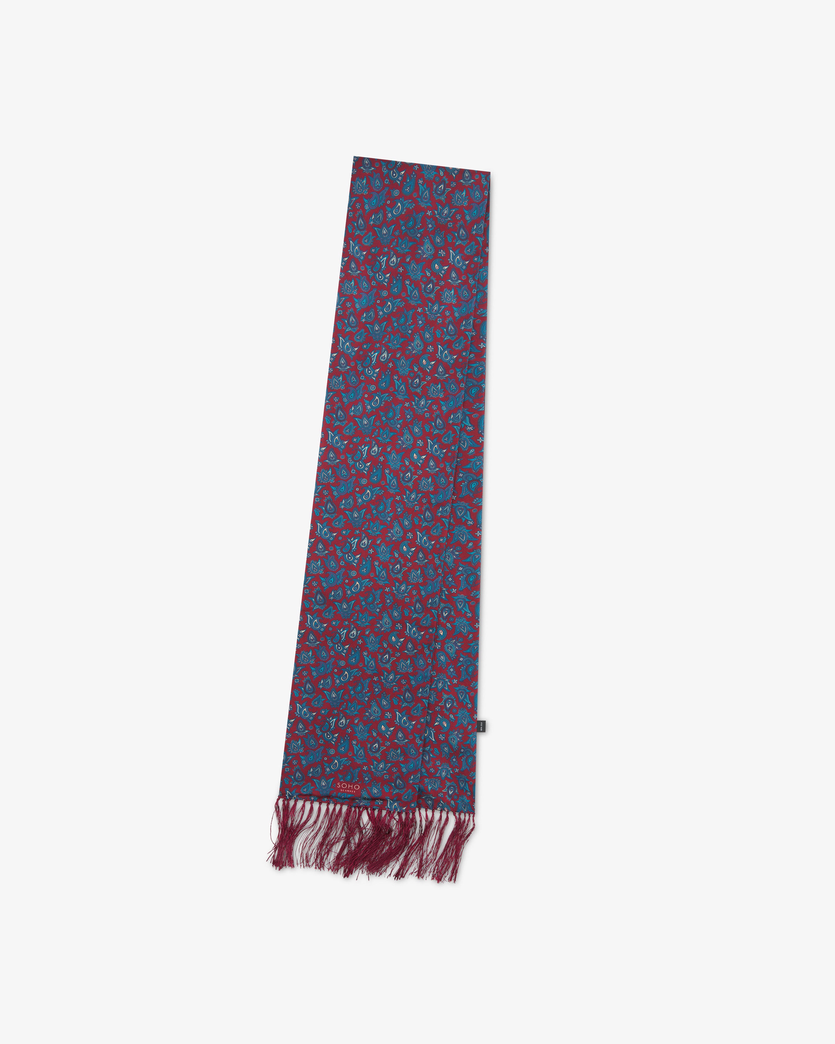 Men's Silk Aviator Scarf in Rust Paisley - The Buttermere