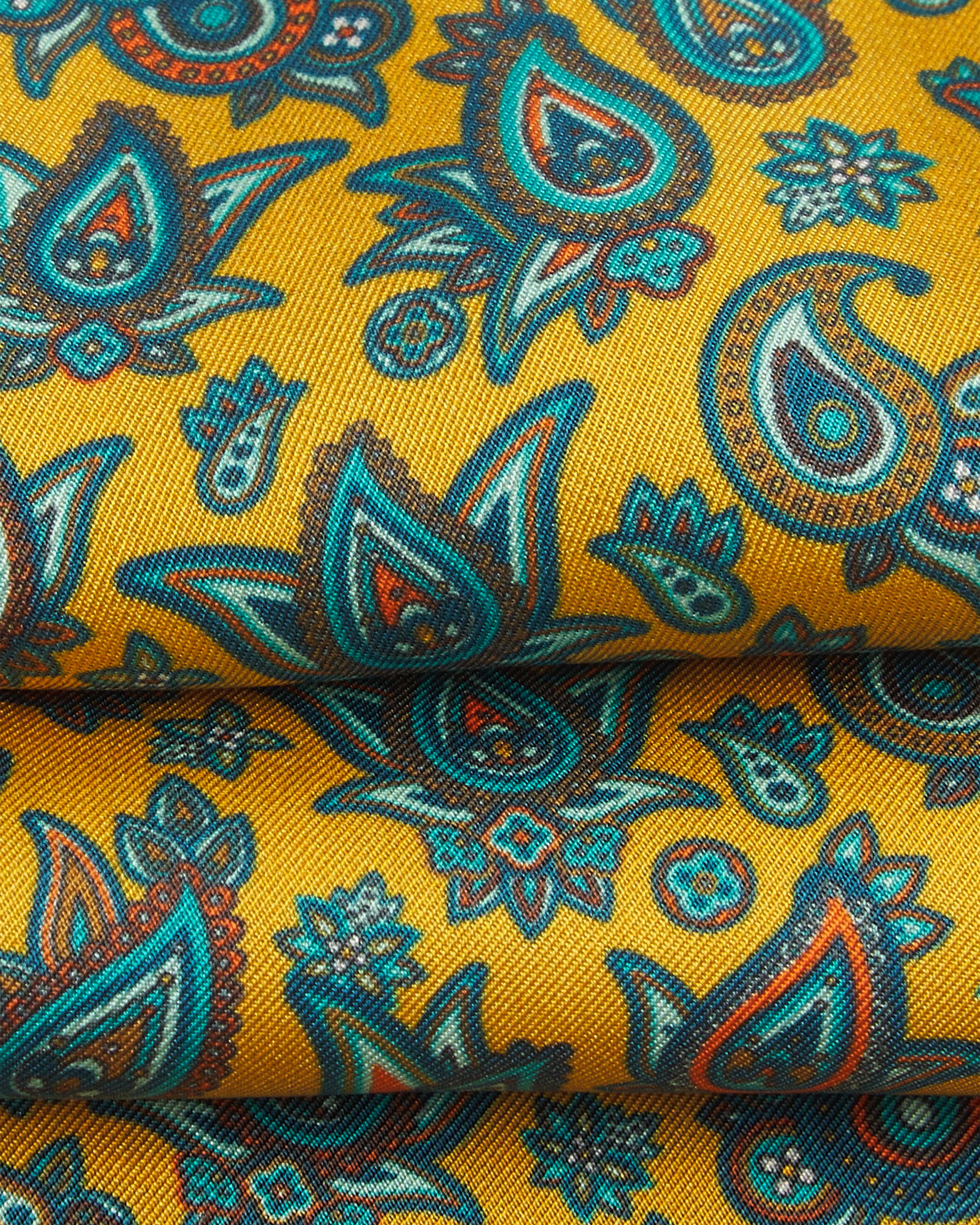 Men's Silk Aviator Scarf in Gold Paisley - The Buttermere