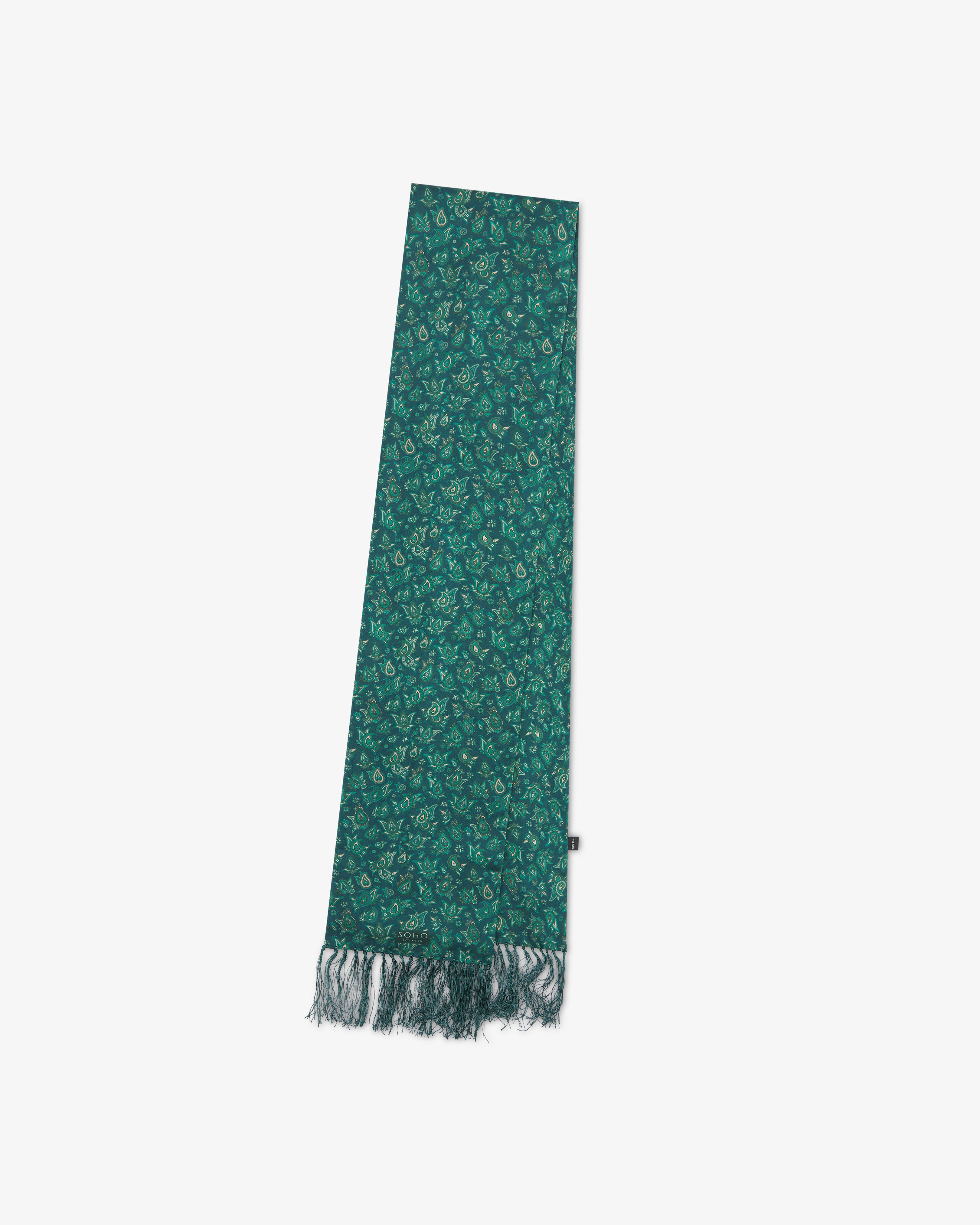 Men's Silk Aviator Scarf in Emerald Paisley - The Buttermere