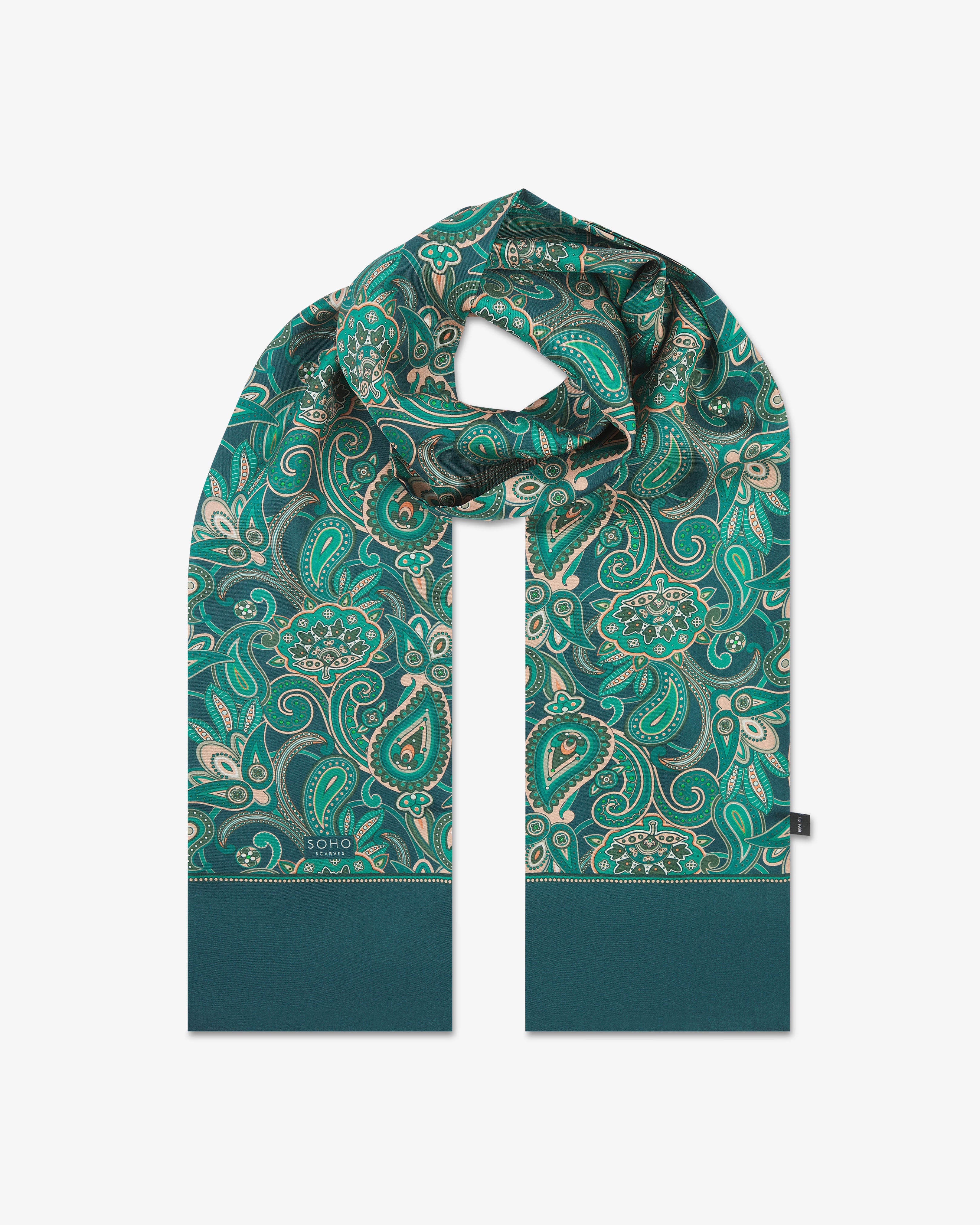 Men's Silk Paisley Scarf in Emerald - The Windermere