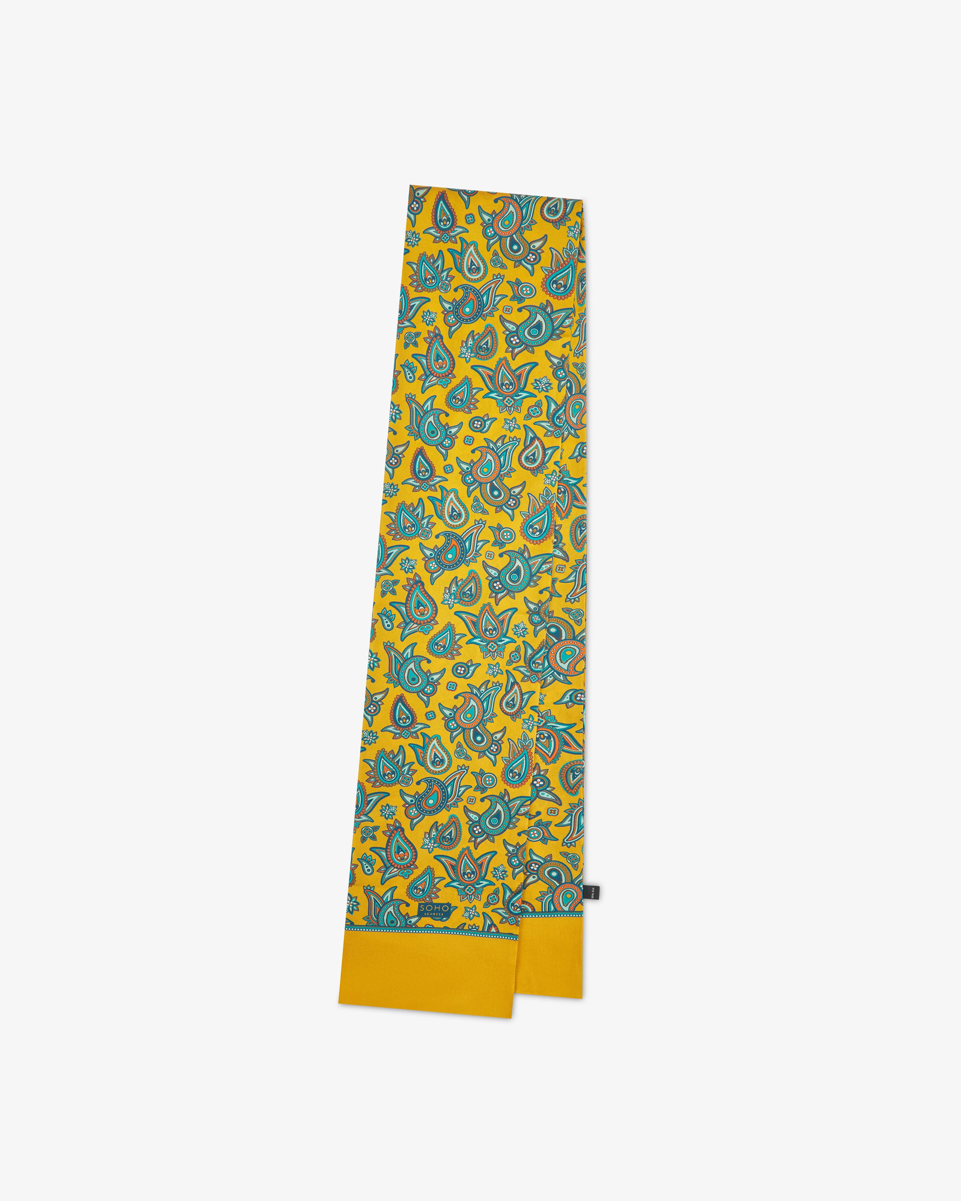 Men's Silk Paisley Scarf in Gold - The Grassmere