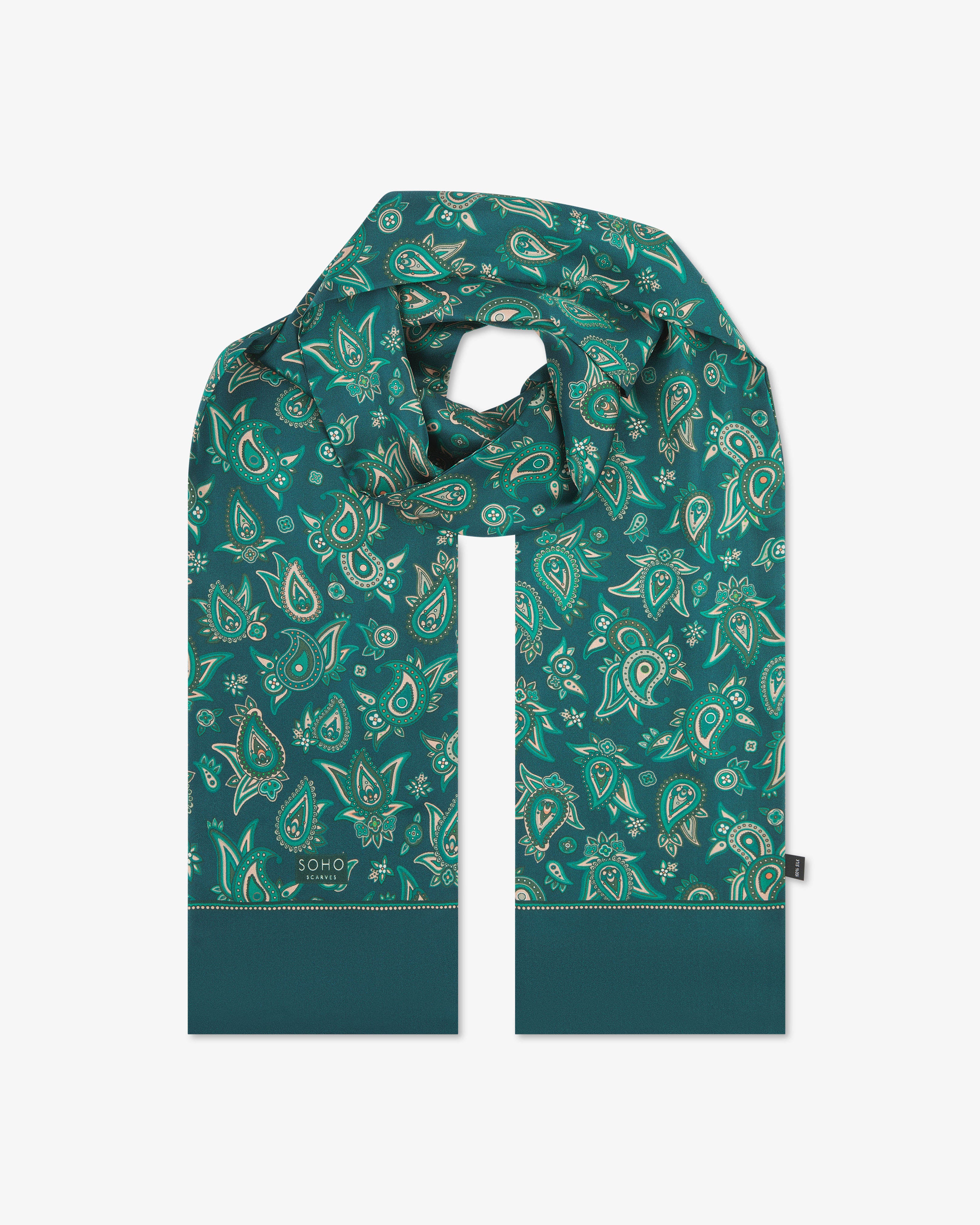 Men's Silk Paisley Scarf in Emerald - The Grassmere