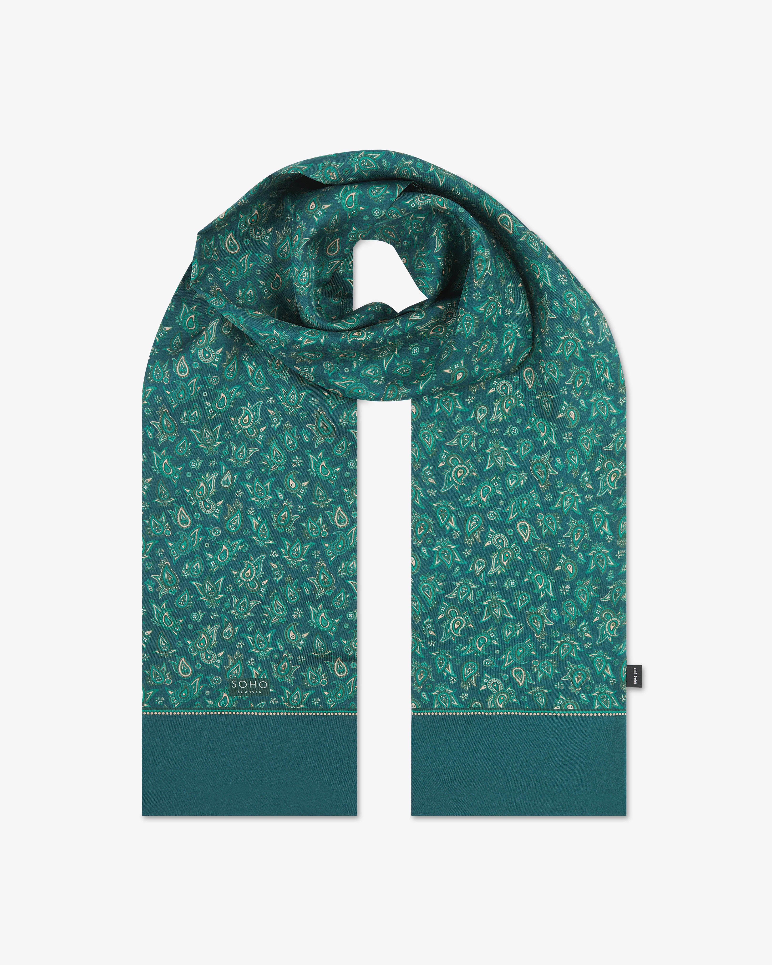 Men's Silk Paisley Scarf in Emerald - The Buttermere