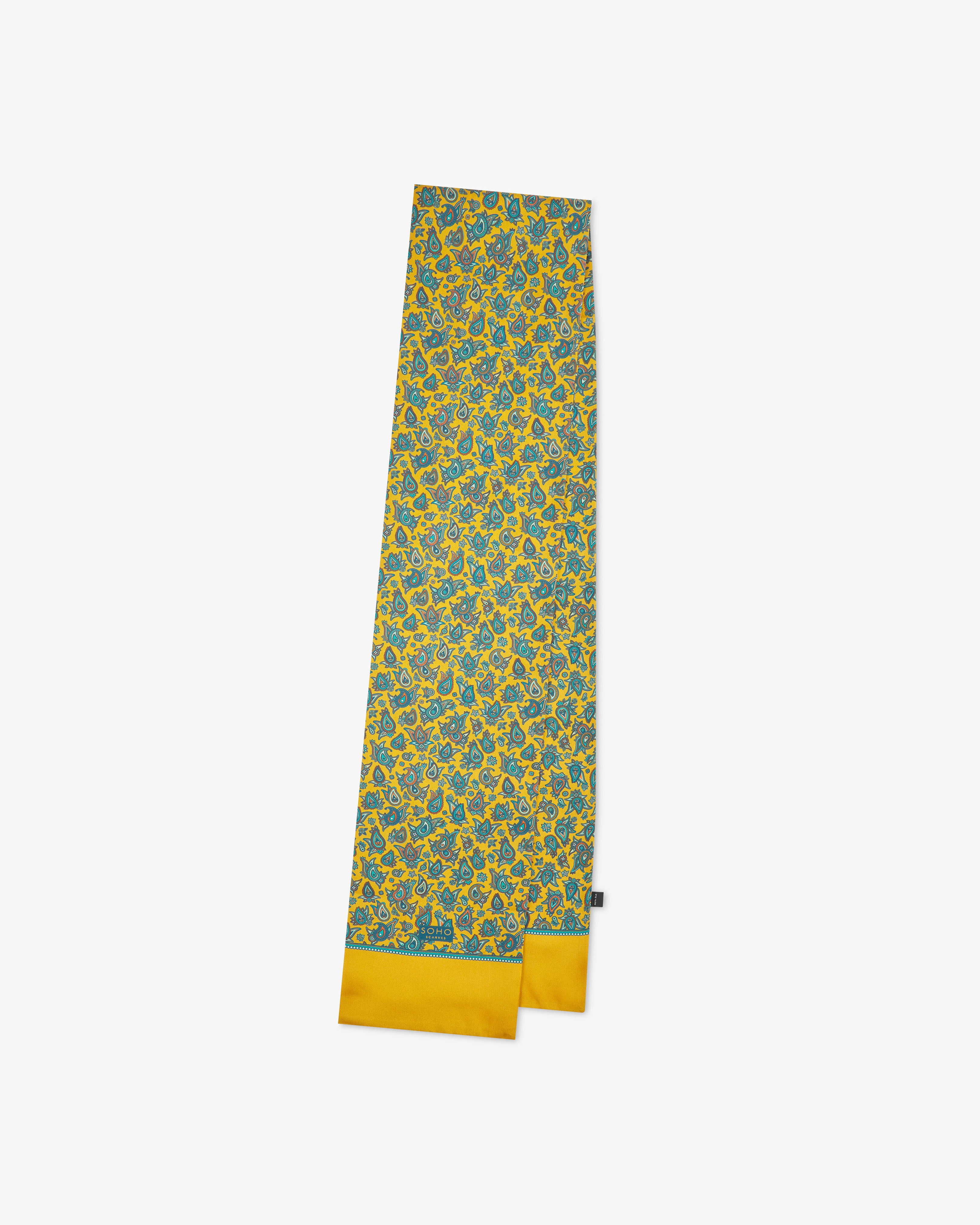 Men's Silk Paisley Scarf in Gold - The Buttermere