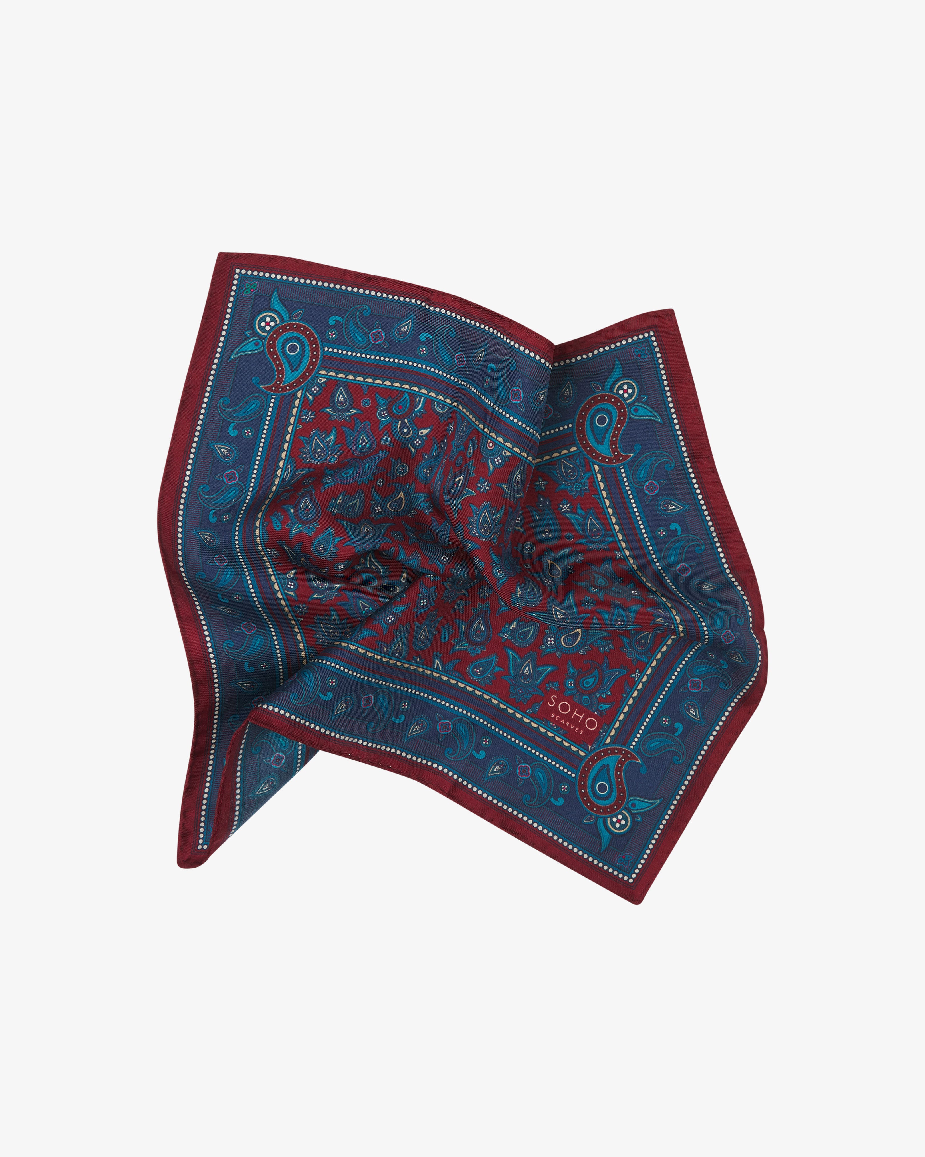 Men's Silk Pocket Square in Rust Paisley - The Buttermere