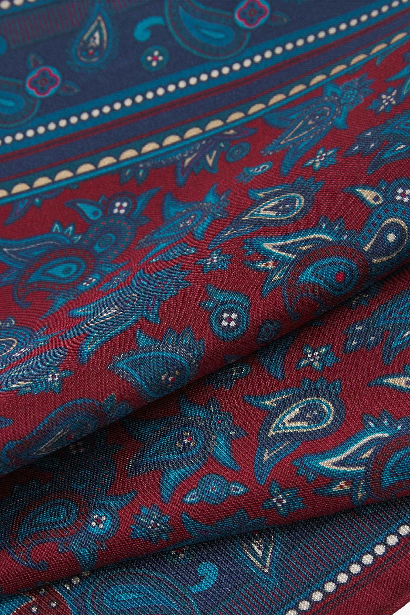 Men's Silk Pocket Square in Rust Paisley - The Buttermere