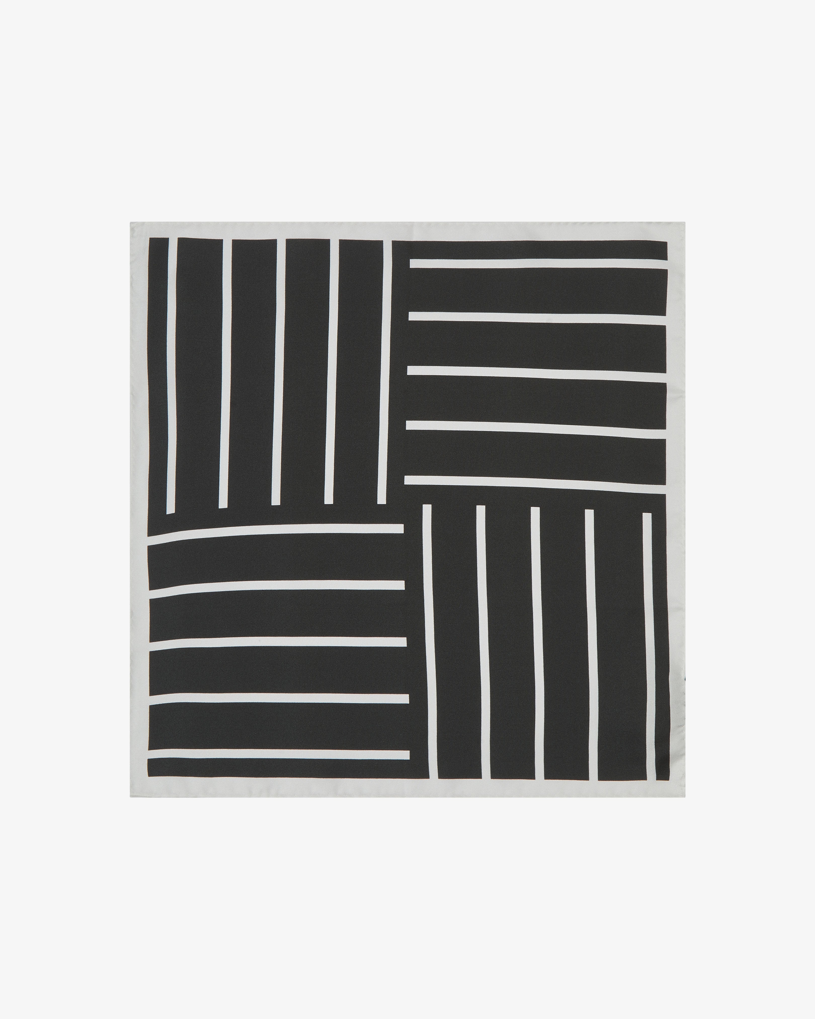 Mens Silk Pocket Square in Black & White Stripes - The Lloyd