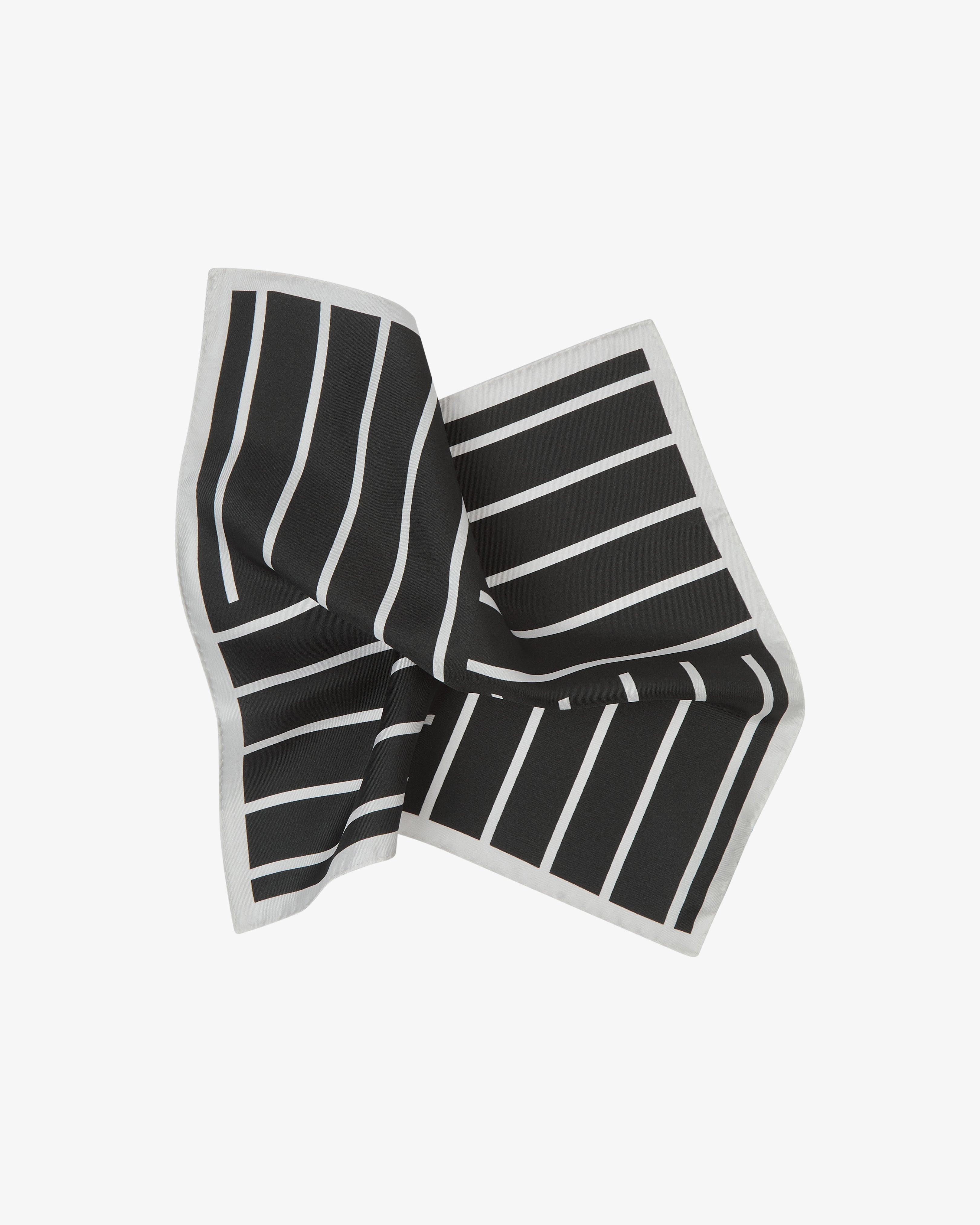 Mens Silk Pocket Square in Black & White Stripes - The Lloyd