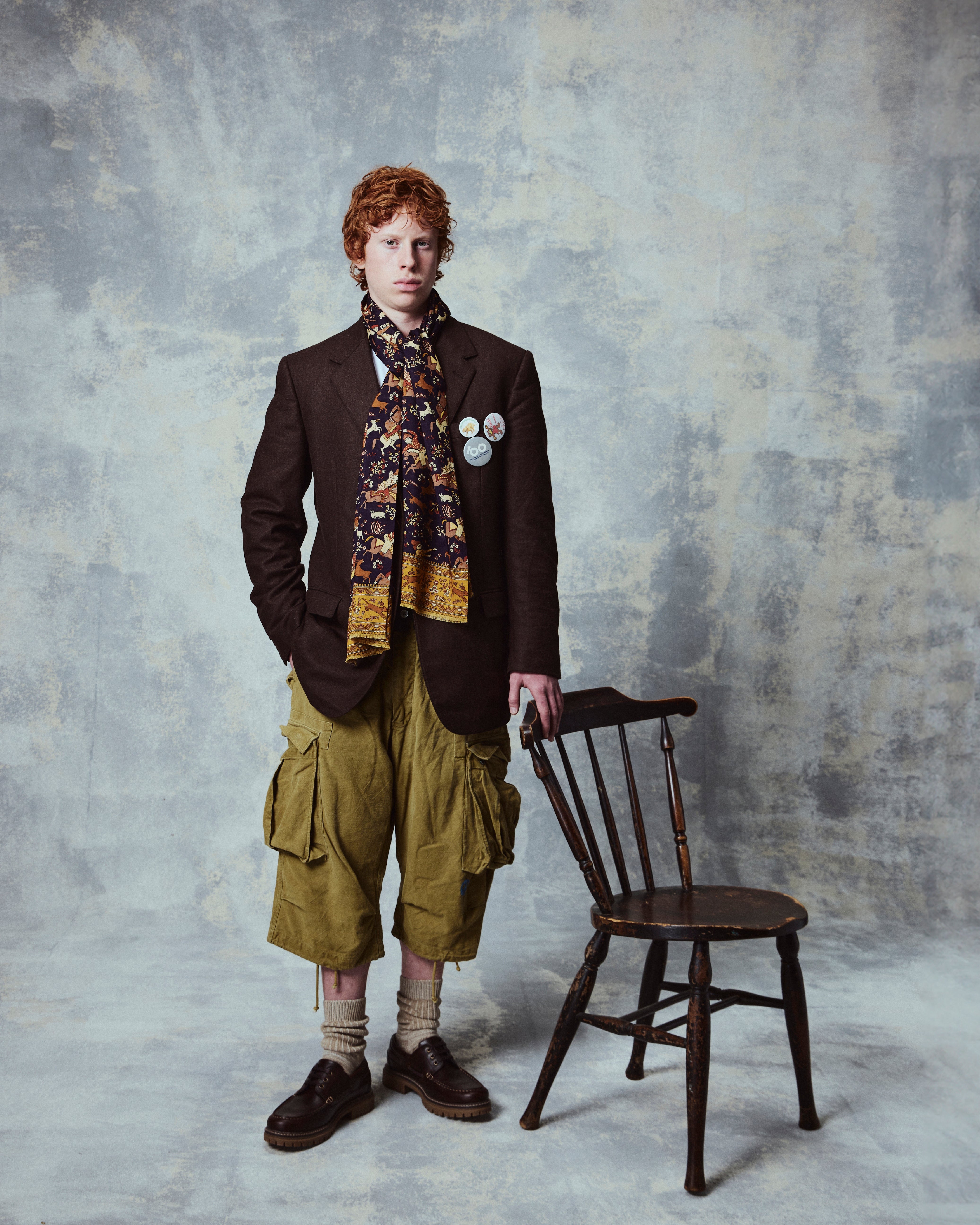 UK Wool and Silk Scarf - Hunters in Indigo