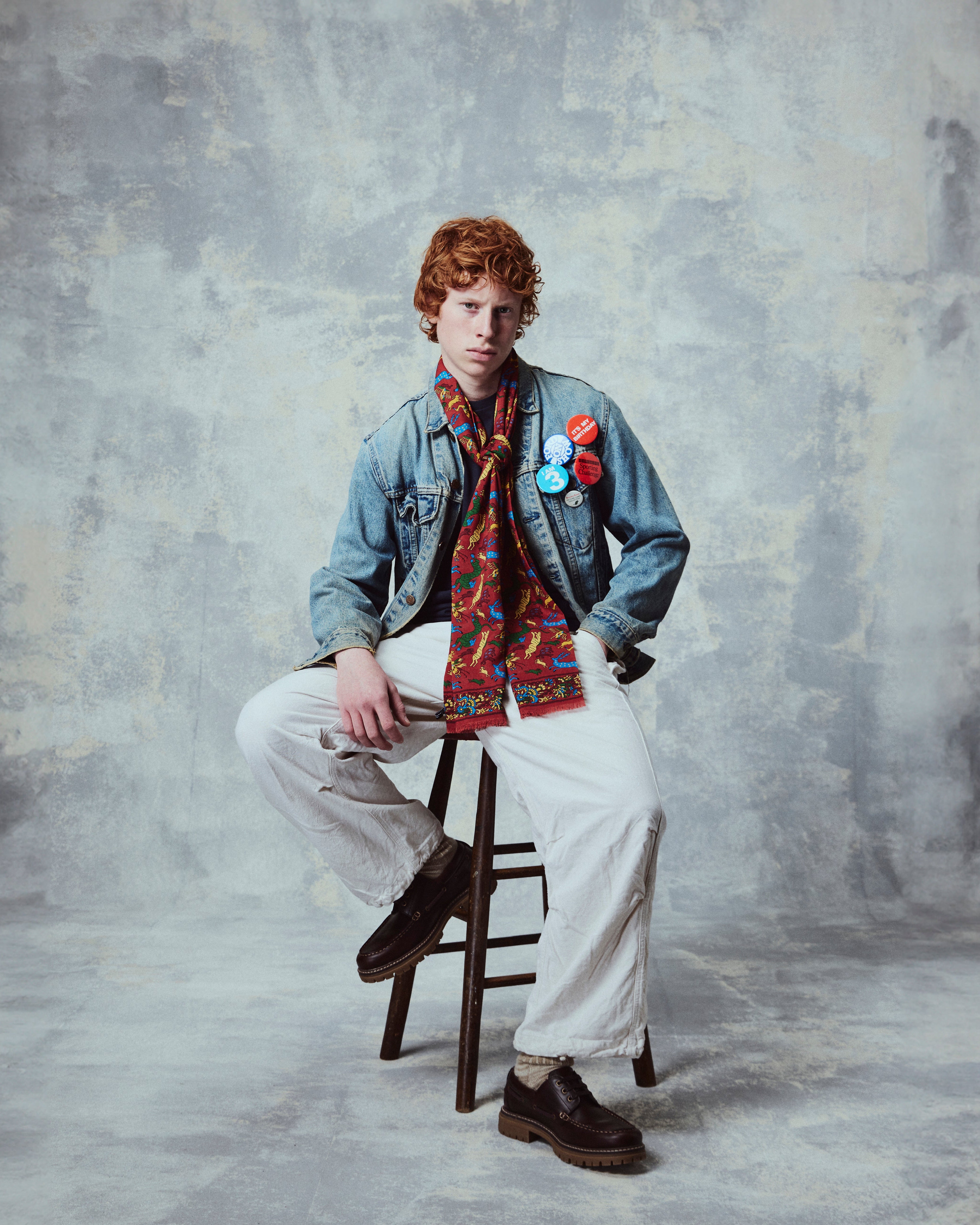 UK Wool and Silk Scarf - Woodland Creatures in Rust