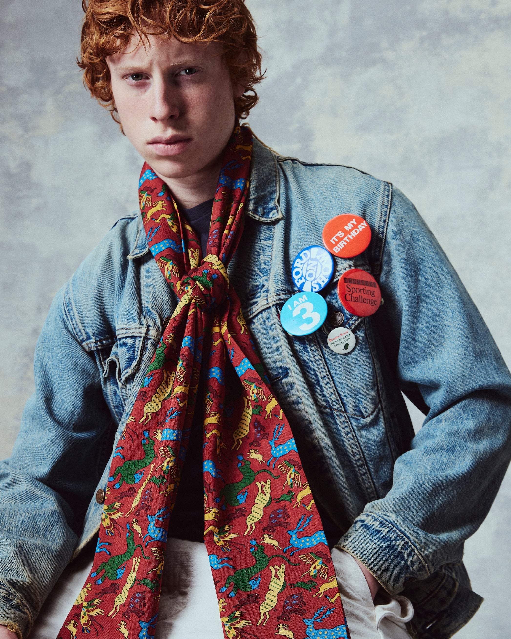 UK Wool and Silk Scarf - Woodland Creatures in Rust