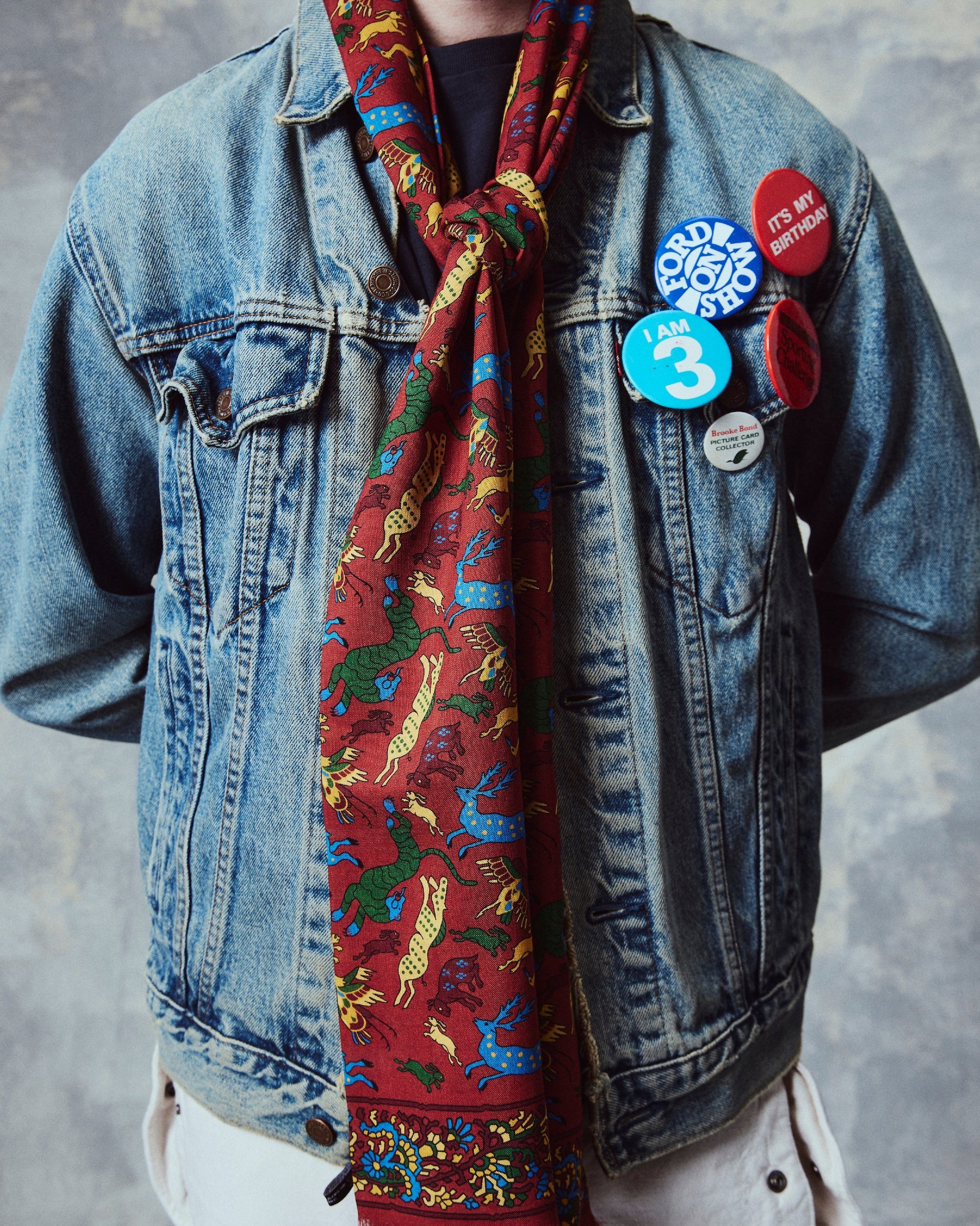 UK Wool and Silk Scarf - Woodland Creatures in Rust