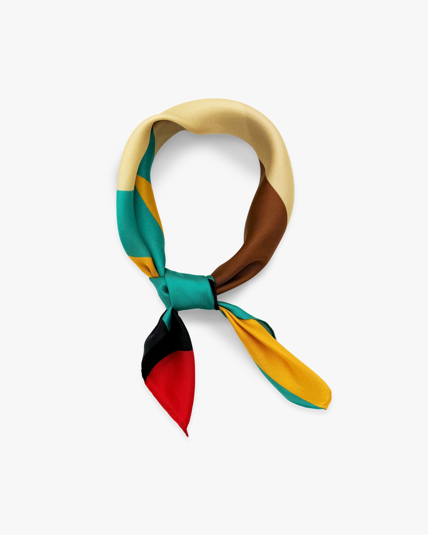 The 'Berlin' Bauhaus-inspired silk neckerchief knotted and looped against a white background.