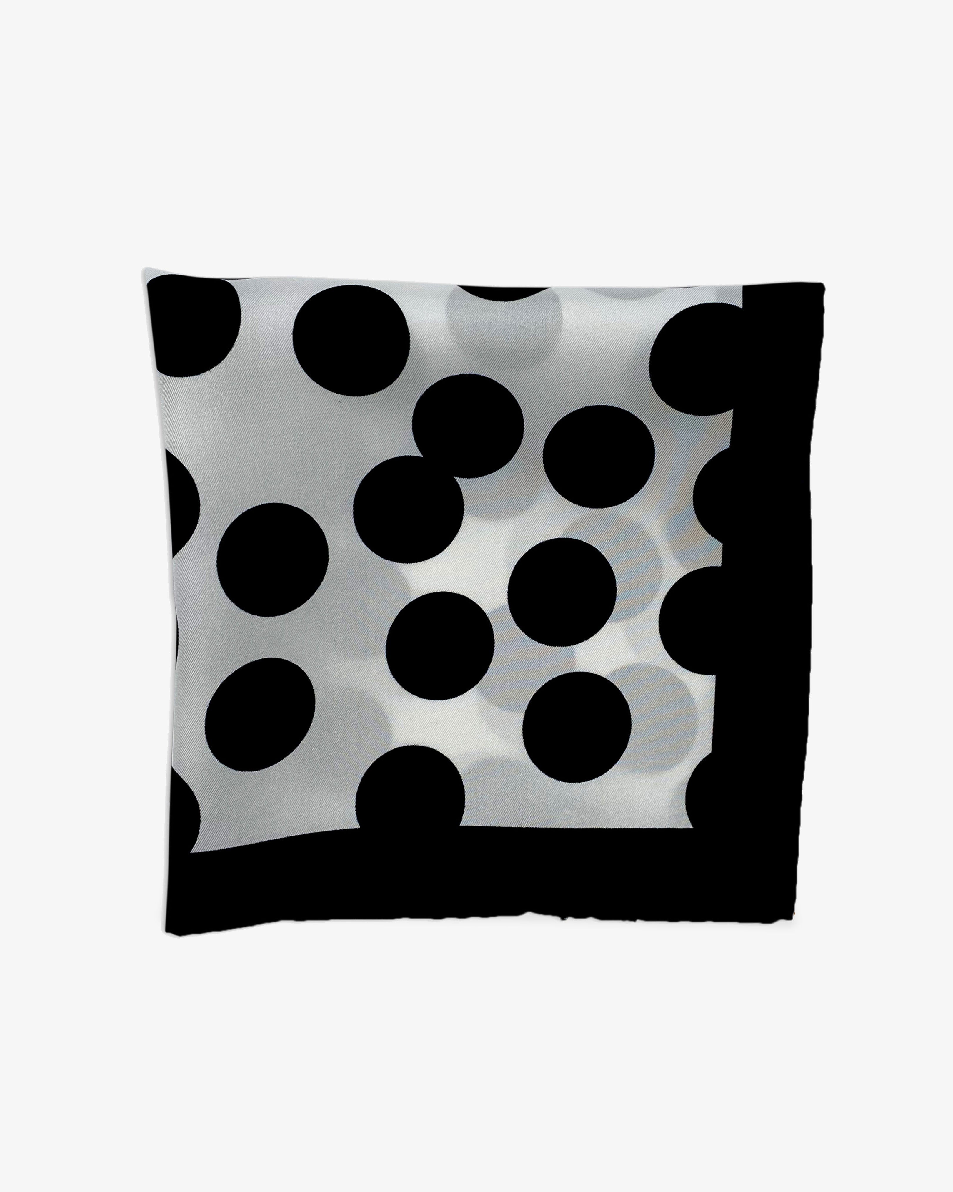Mens Silk Pocket Square in Black & White Spots - The Chaney