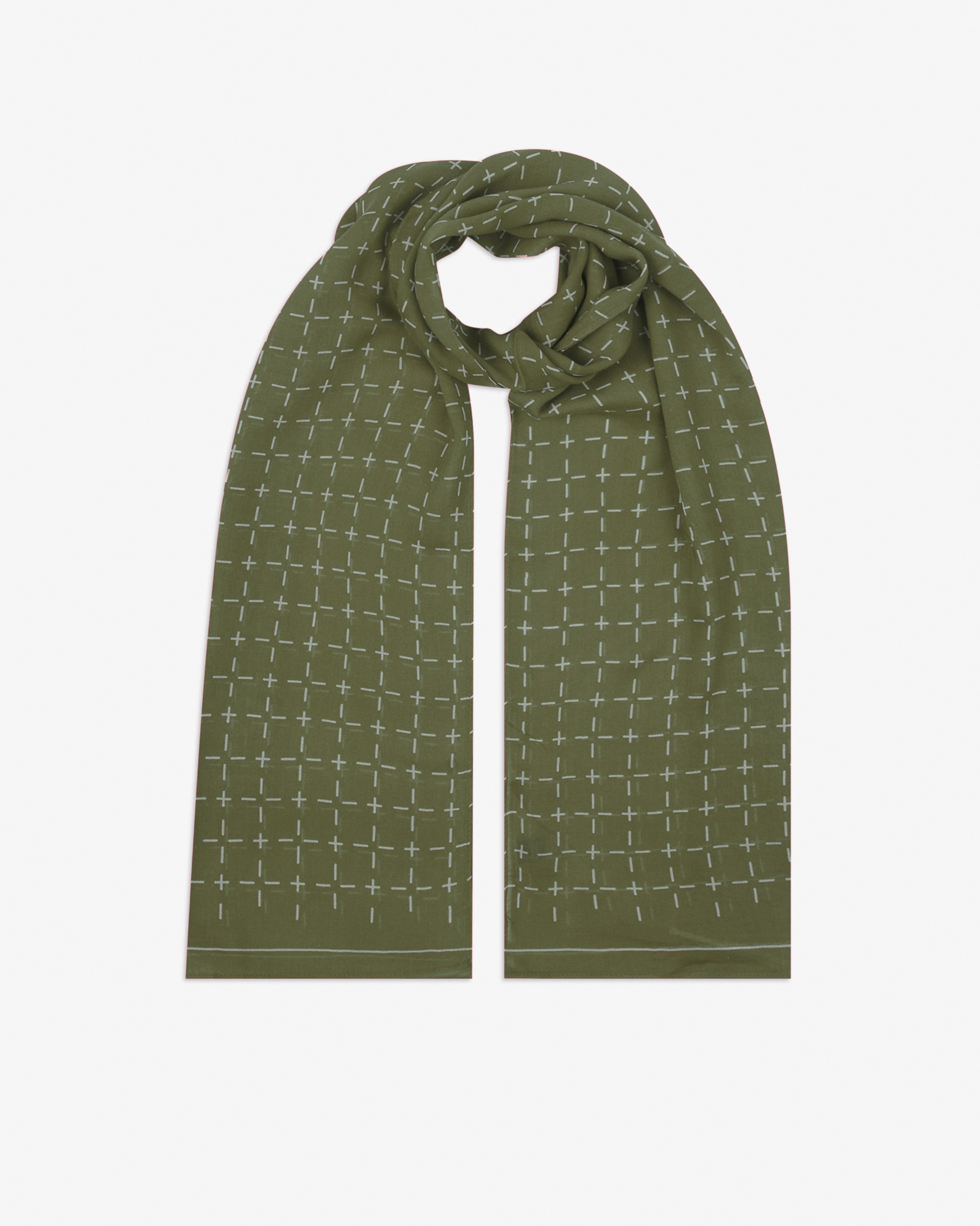 Crosses in Olive - Bohemian Lightweight Wide Scarf