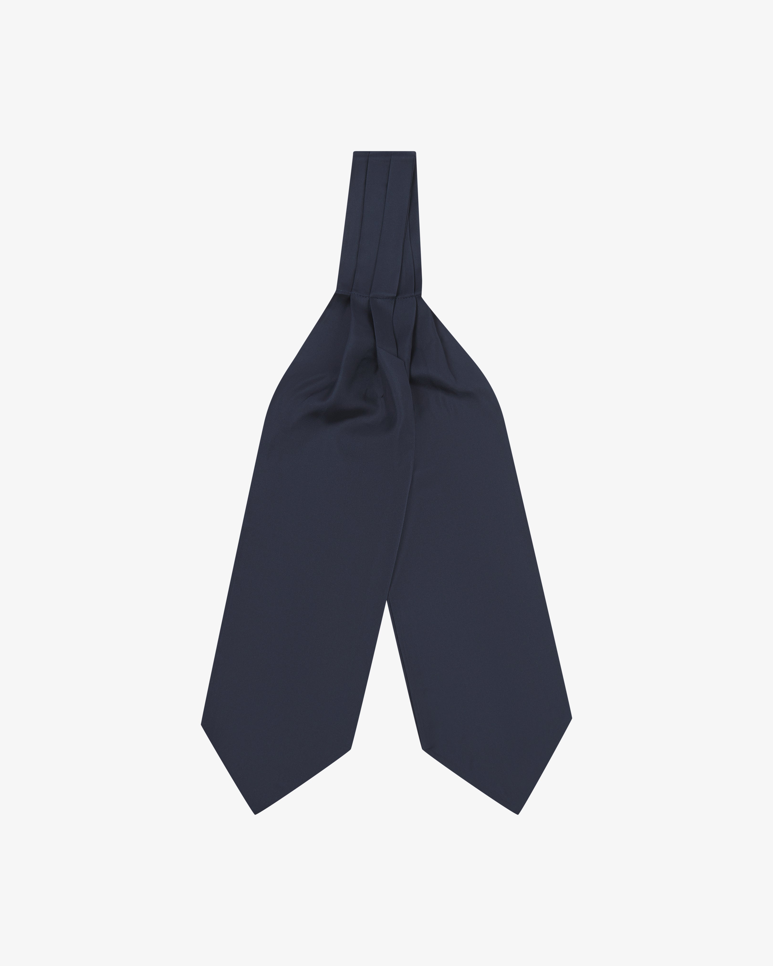 Men's Silk Double Ascot Tie - Navy Blue